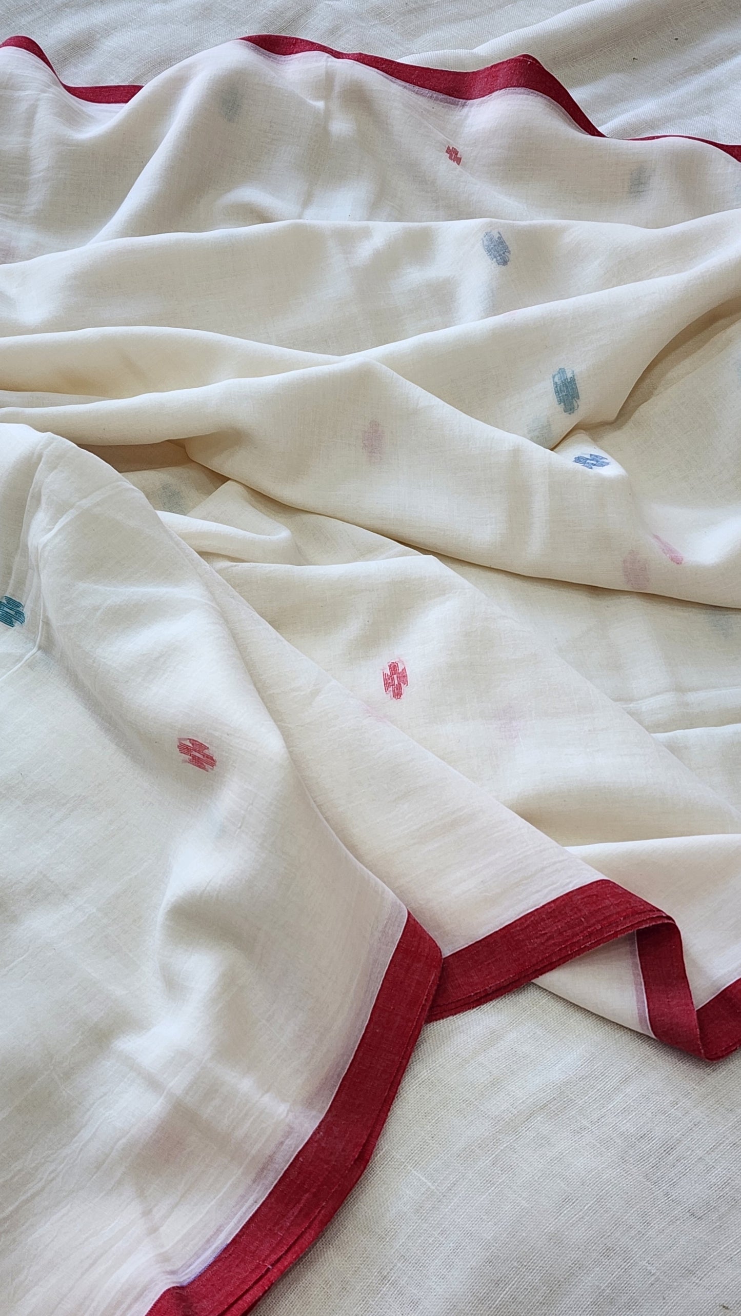 White Jamdani Cotton Saree