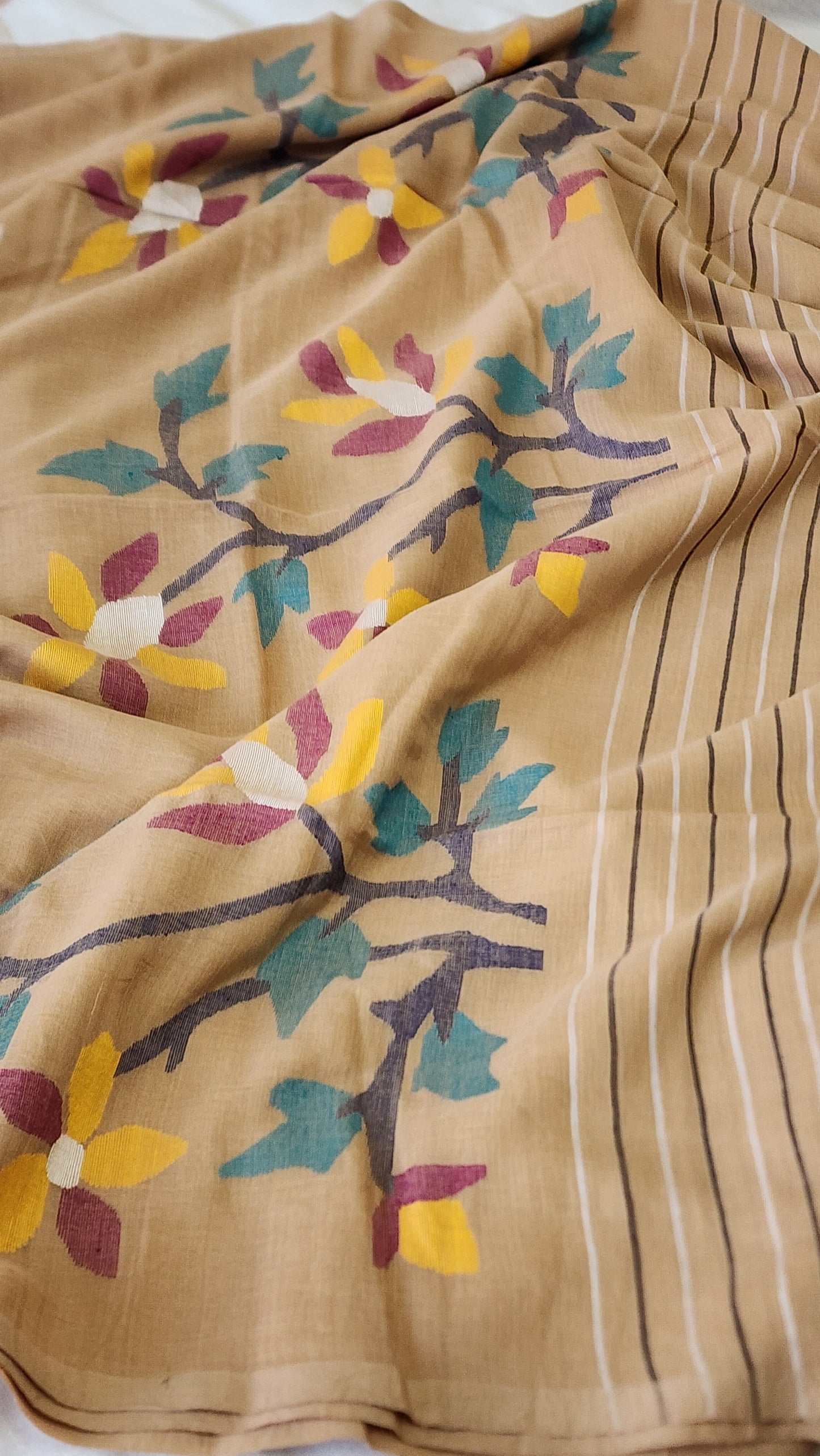 Brown Jamdani Cotton Saree