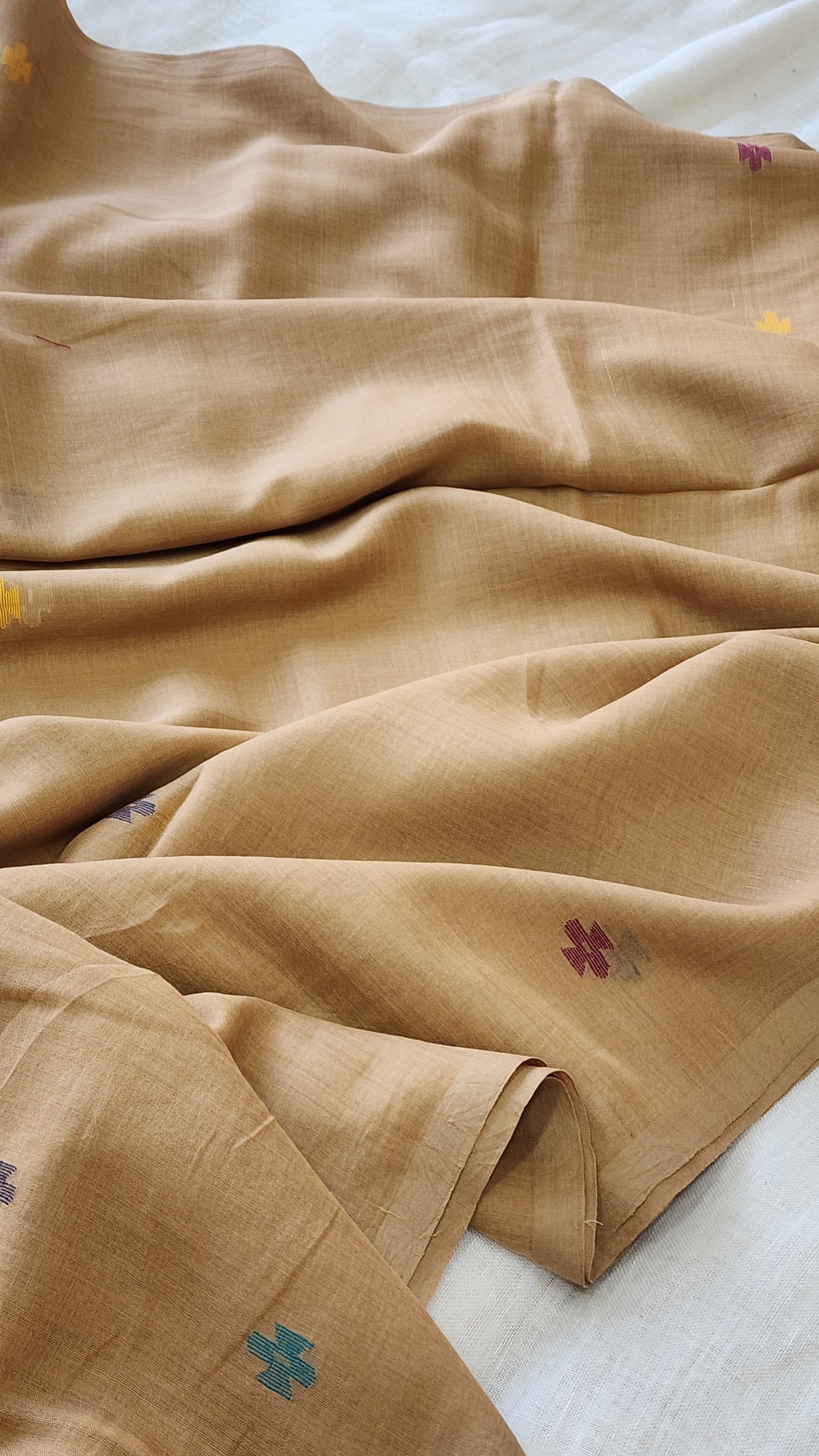 Brown Jamdani Cotton Saree