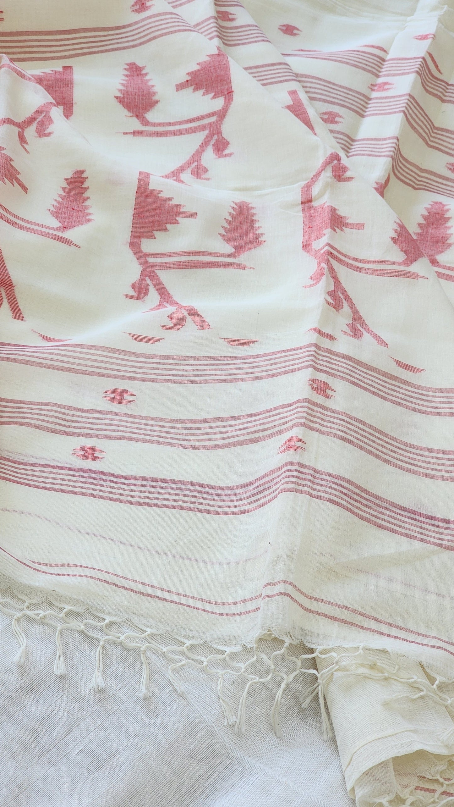 White Jamdani Cotton Saree