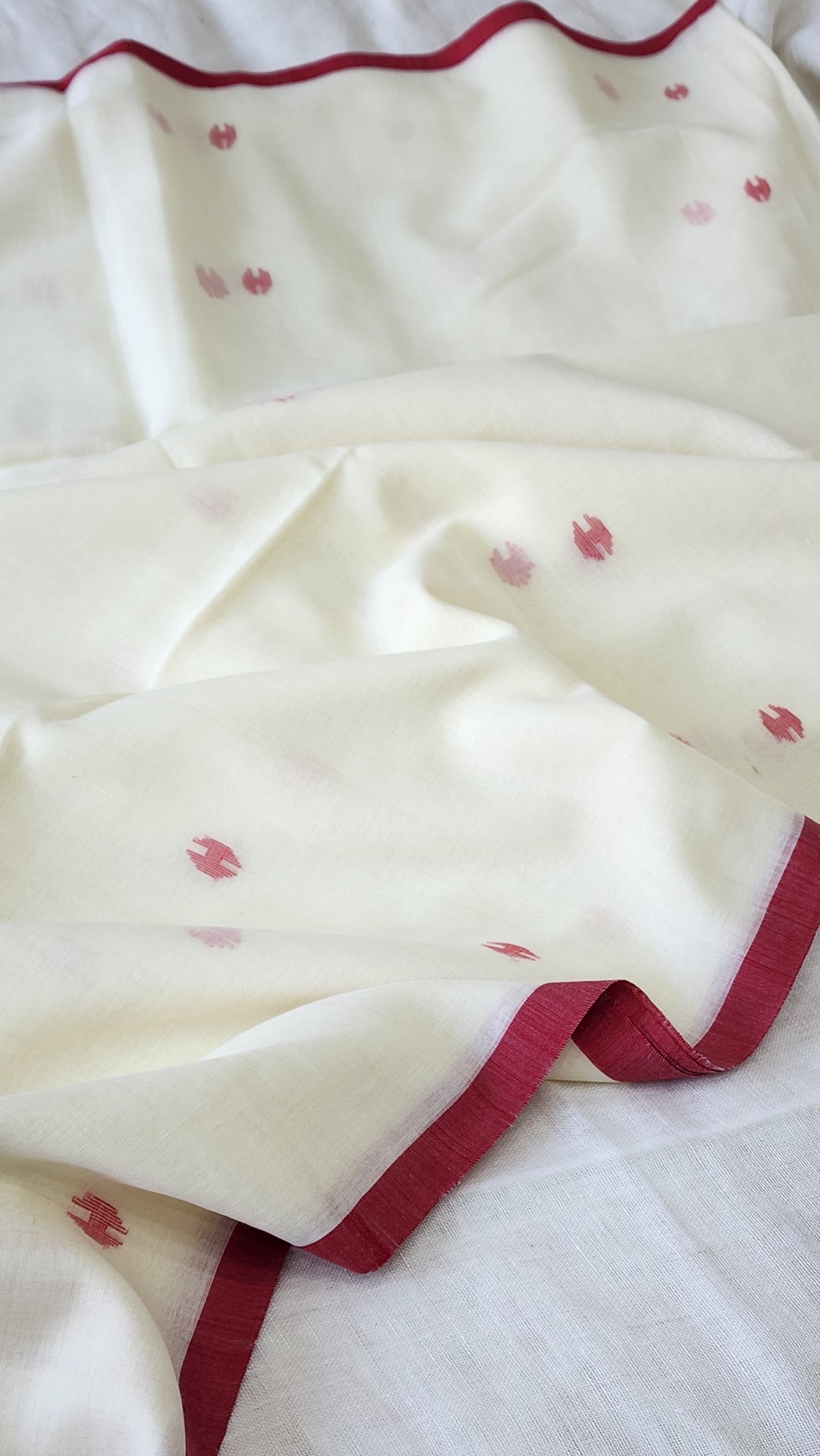 White Jamdani Cotton Saree