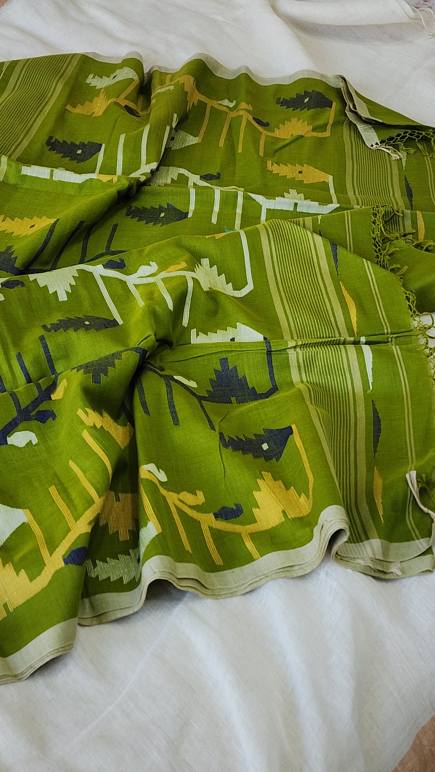 Green Jamdani Cotton Saree
