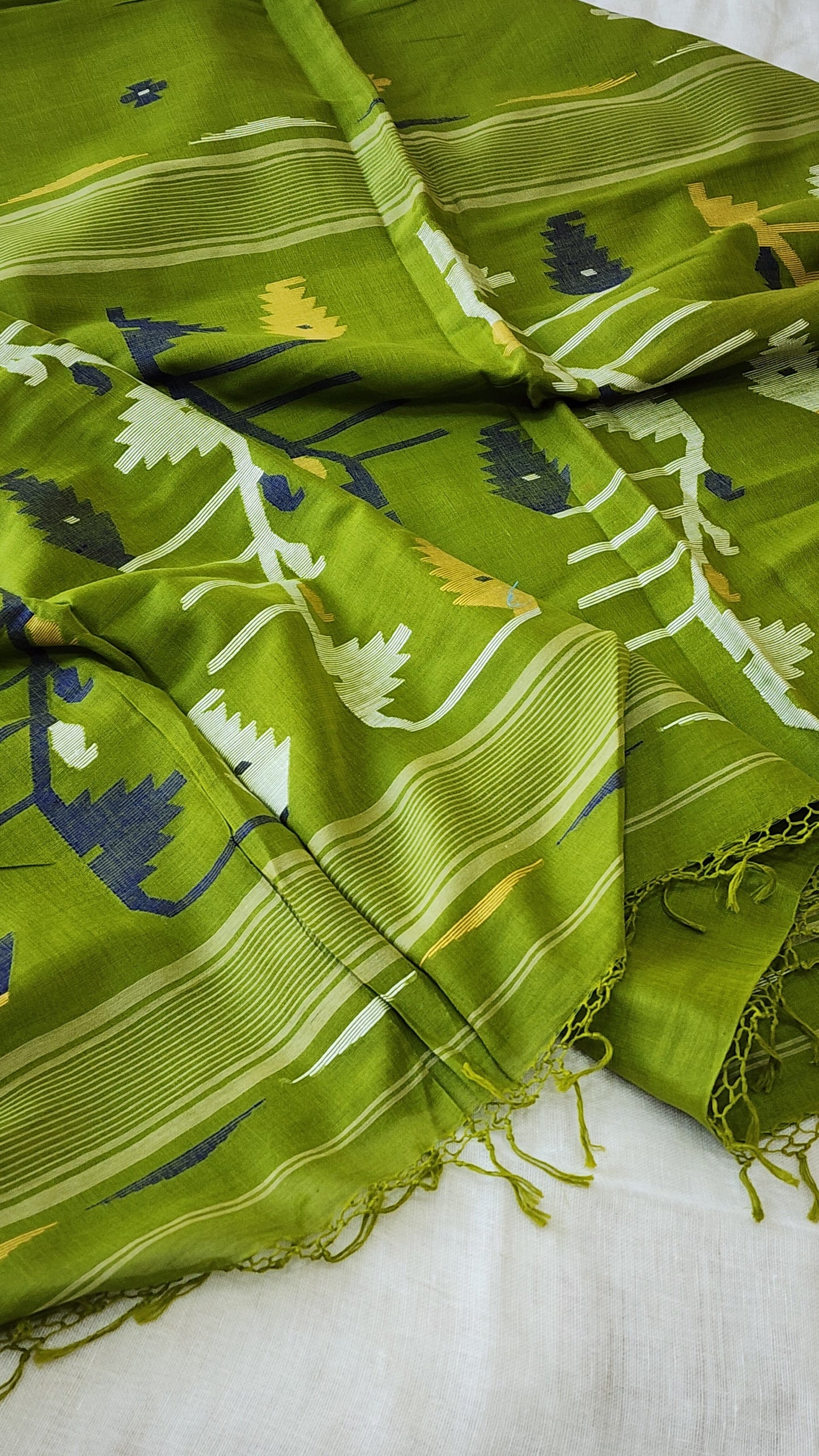 Green Jamdani Cotton Saree