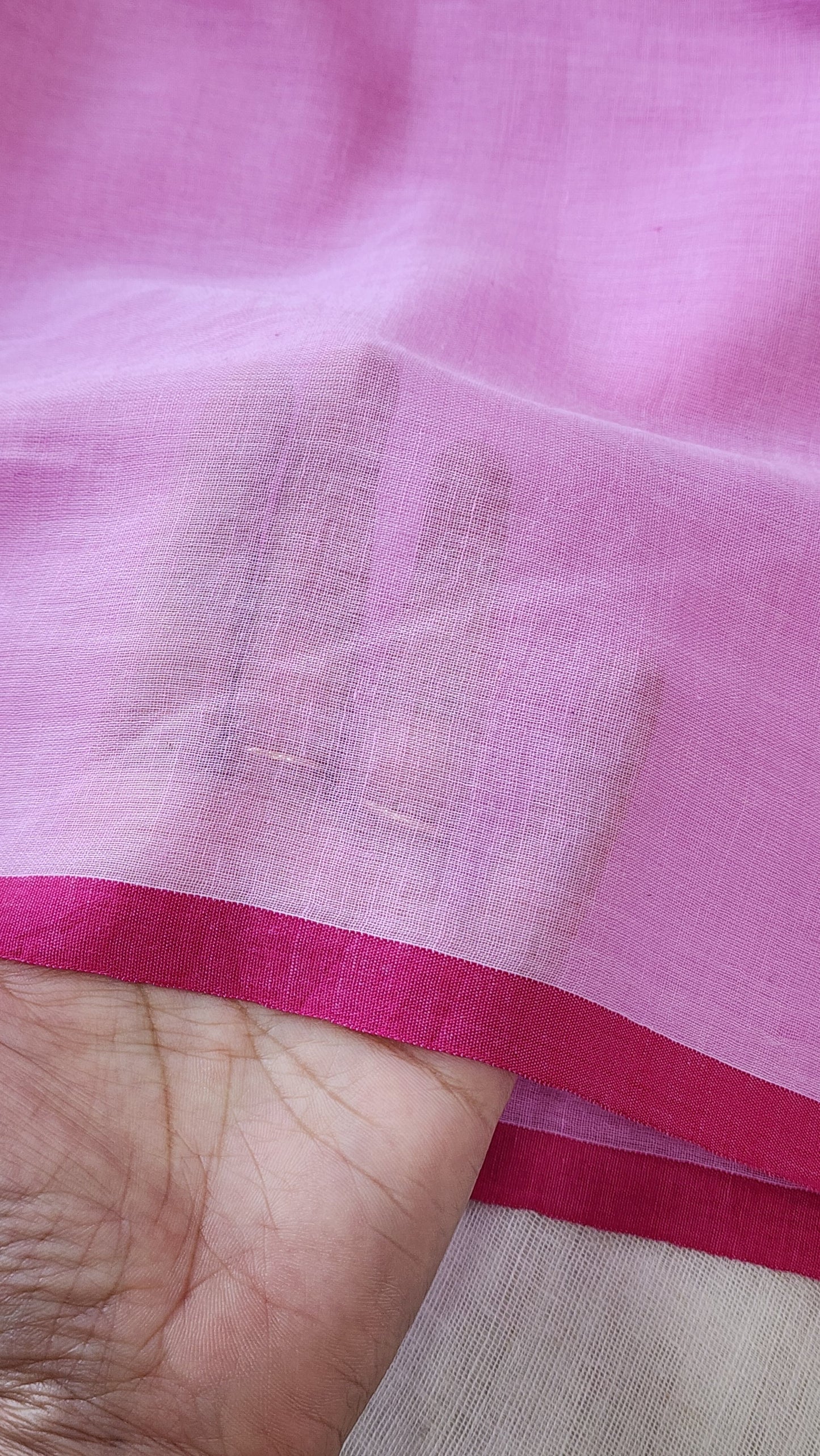 Pink mulmul cotton saree