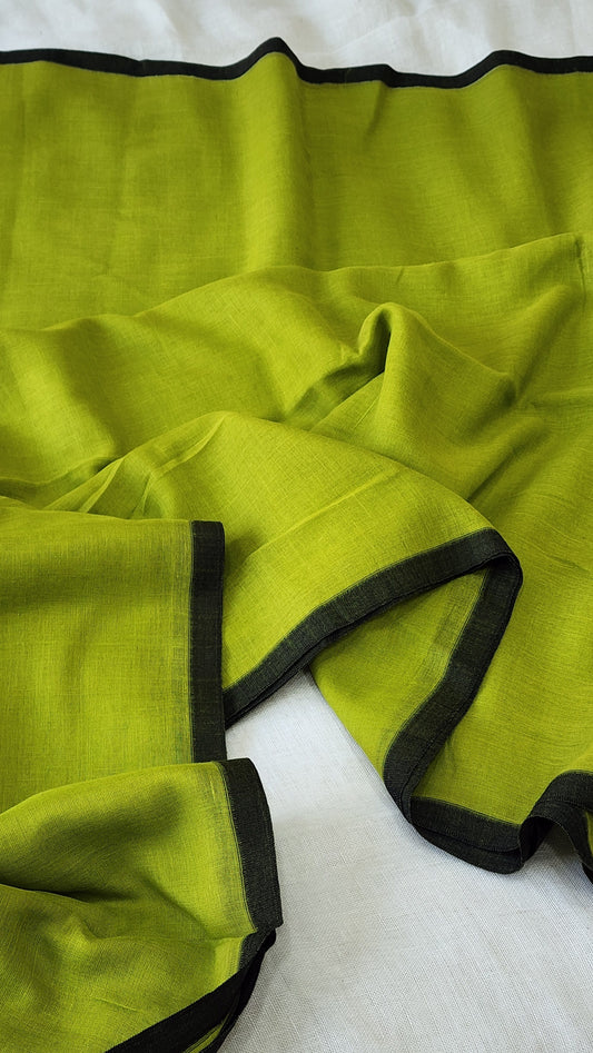 Green mulmul cotton saree