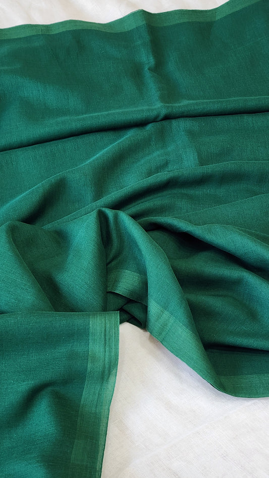 Green mulmul cotton saree