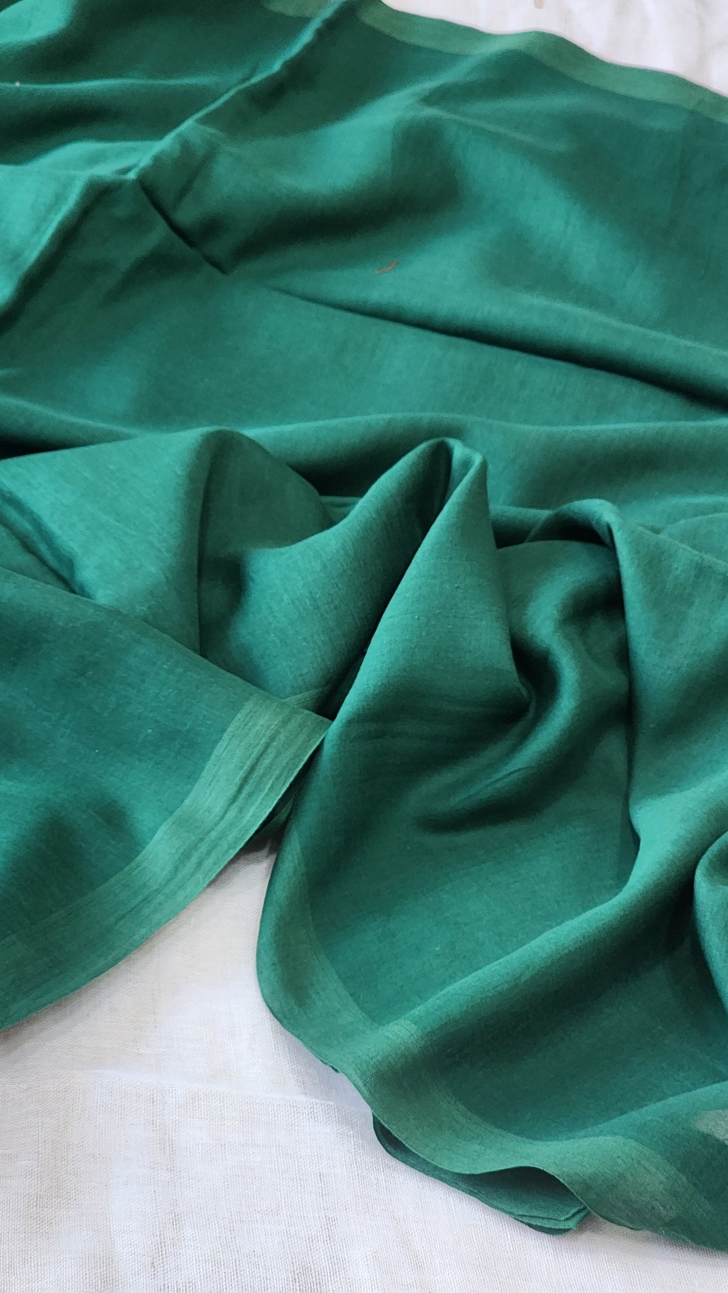 Green mulmul cotton saree