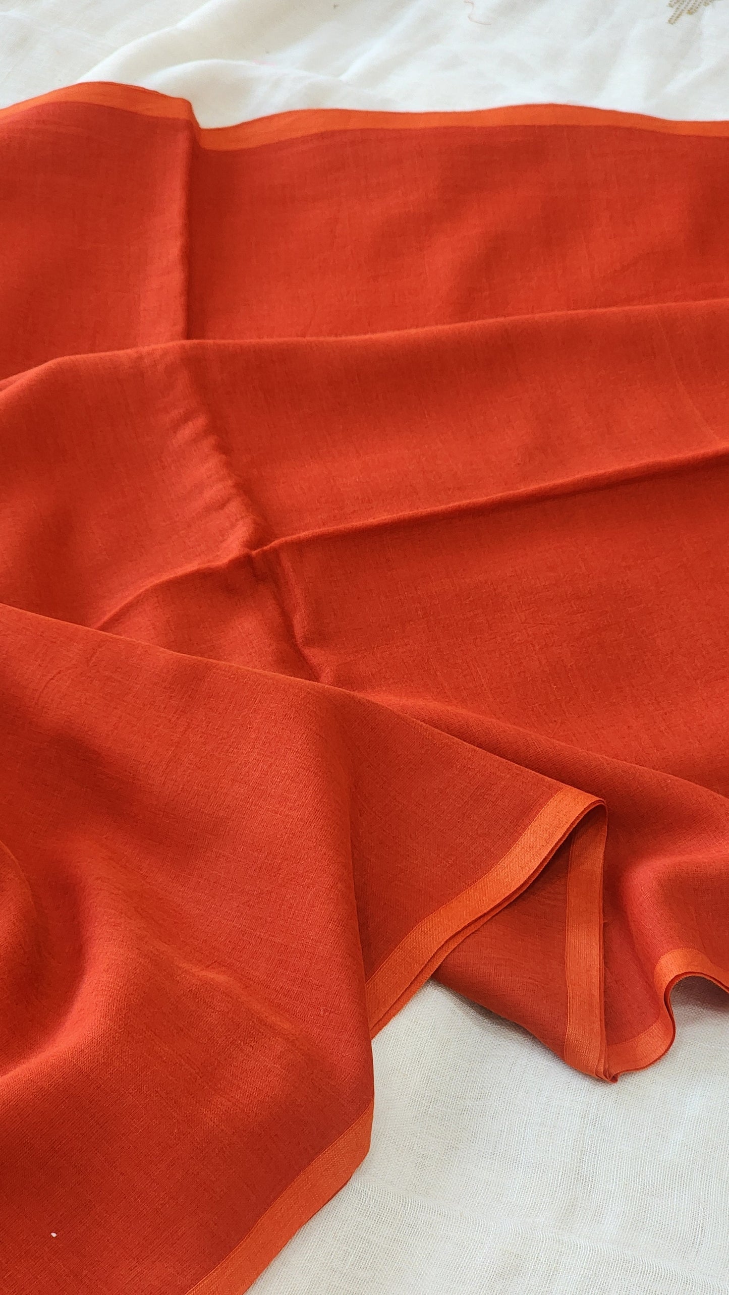 Red mulmul cotton saree