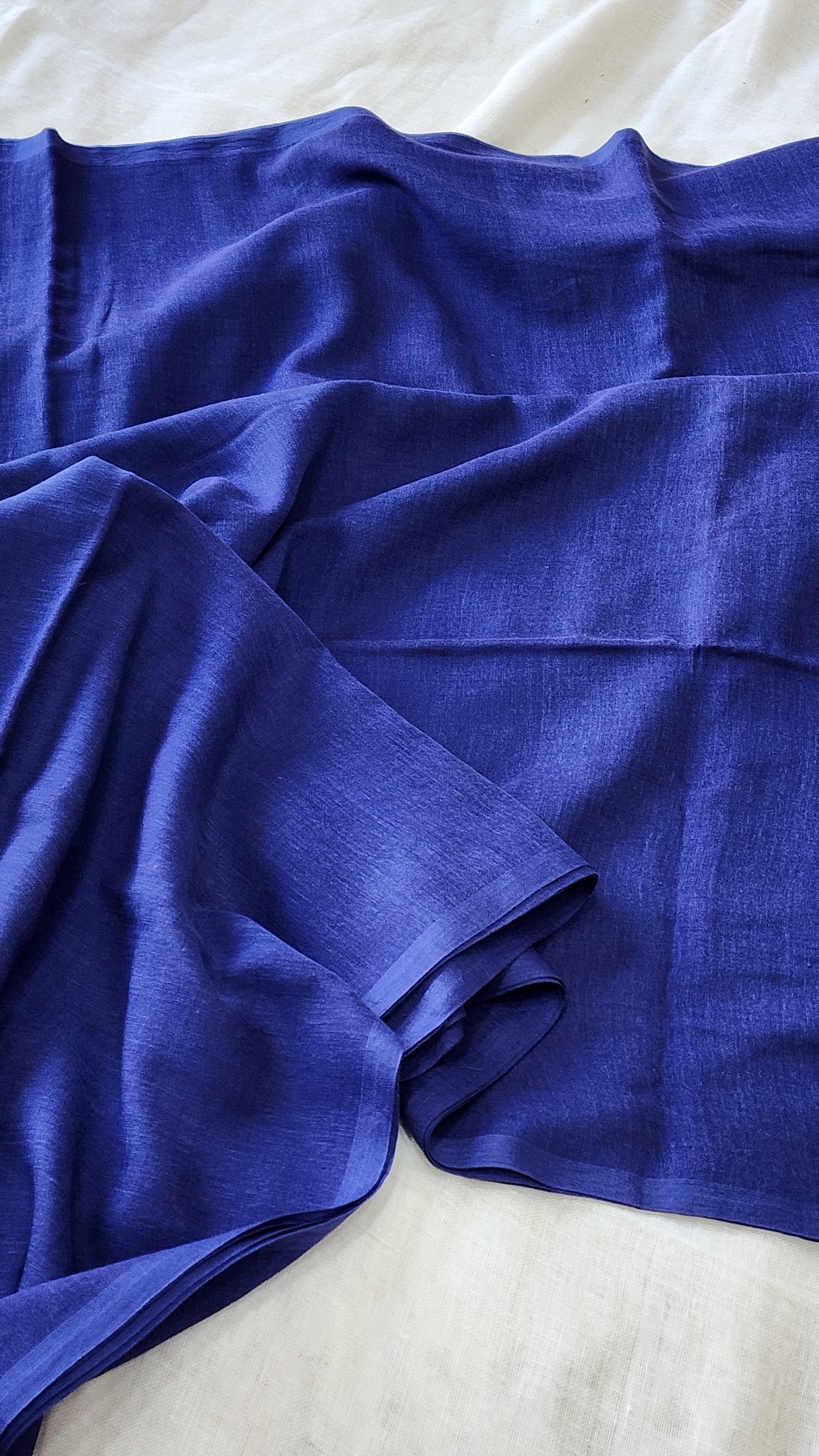 Blue mulmul cotton saree