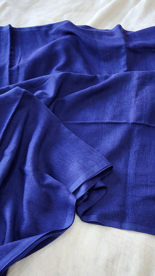 Blue mulmul cotton saree