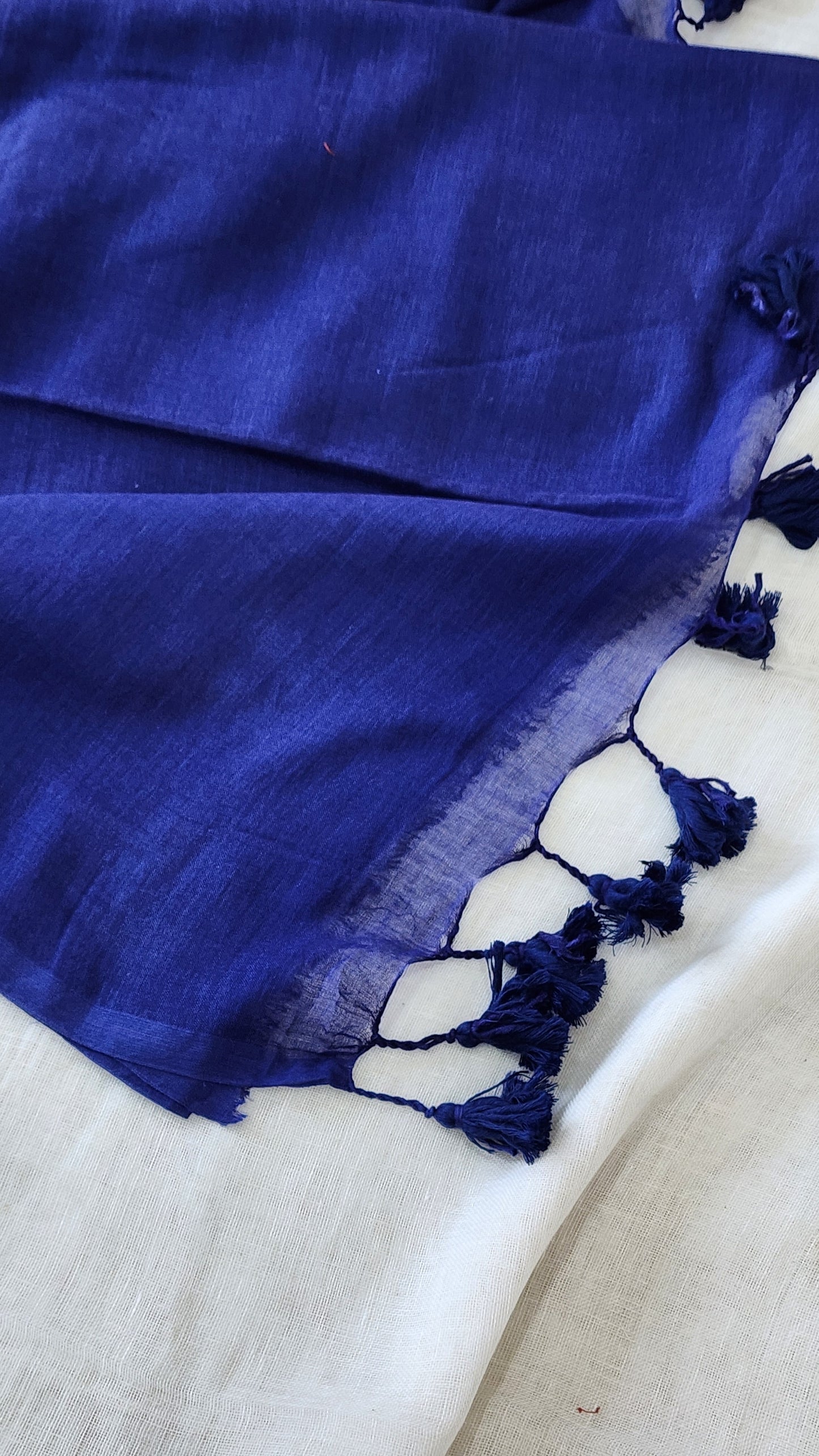 Blue mulmul cotton saree