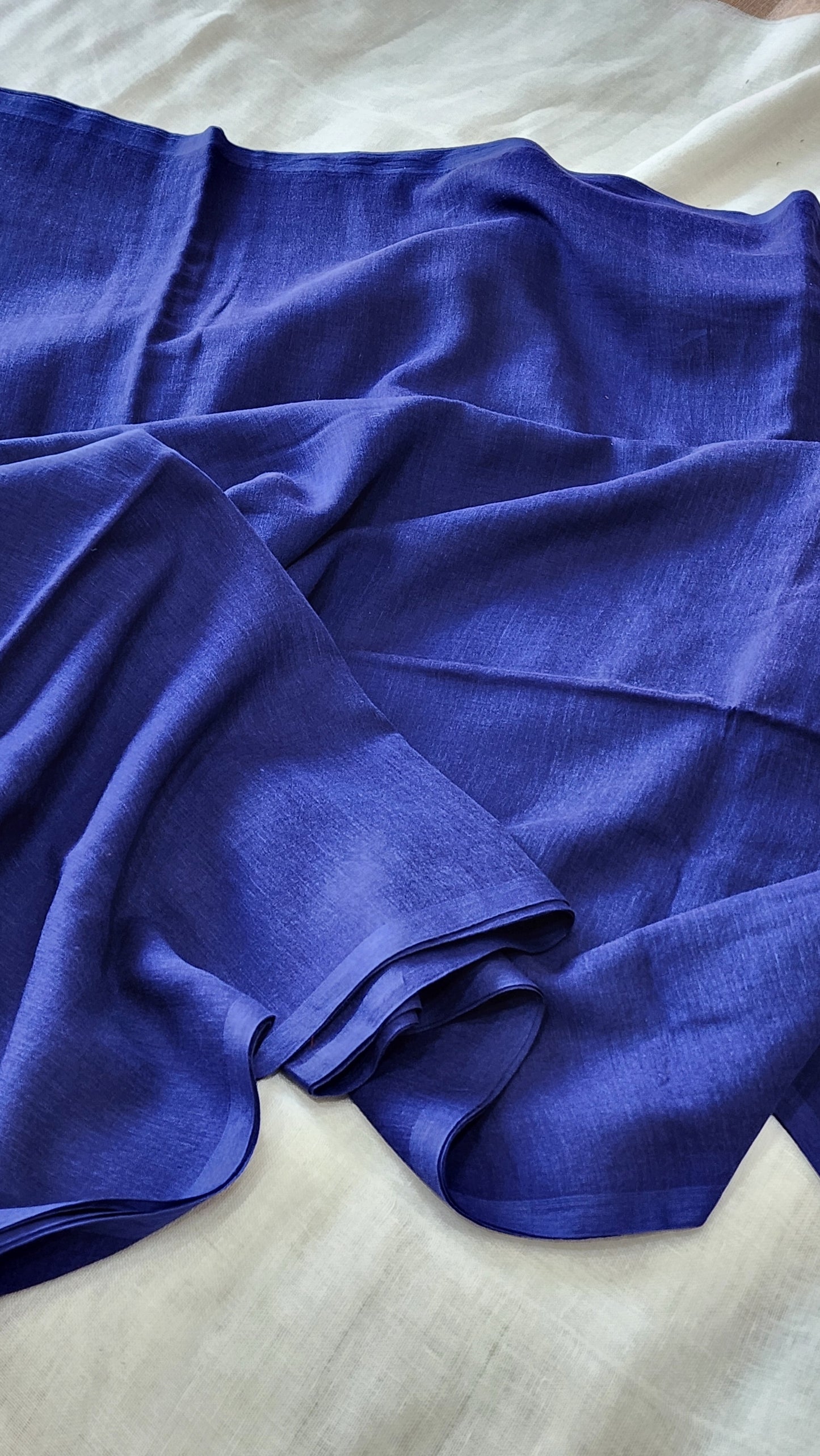 Blue mulmul cotton saree