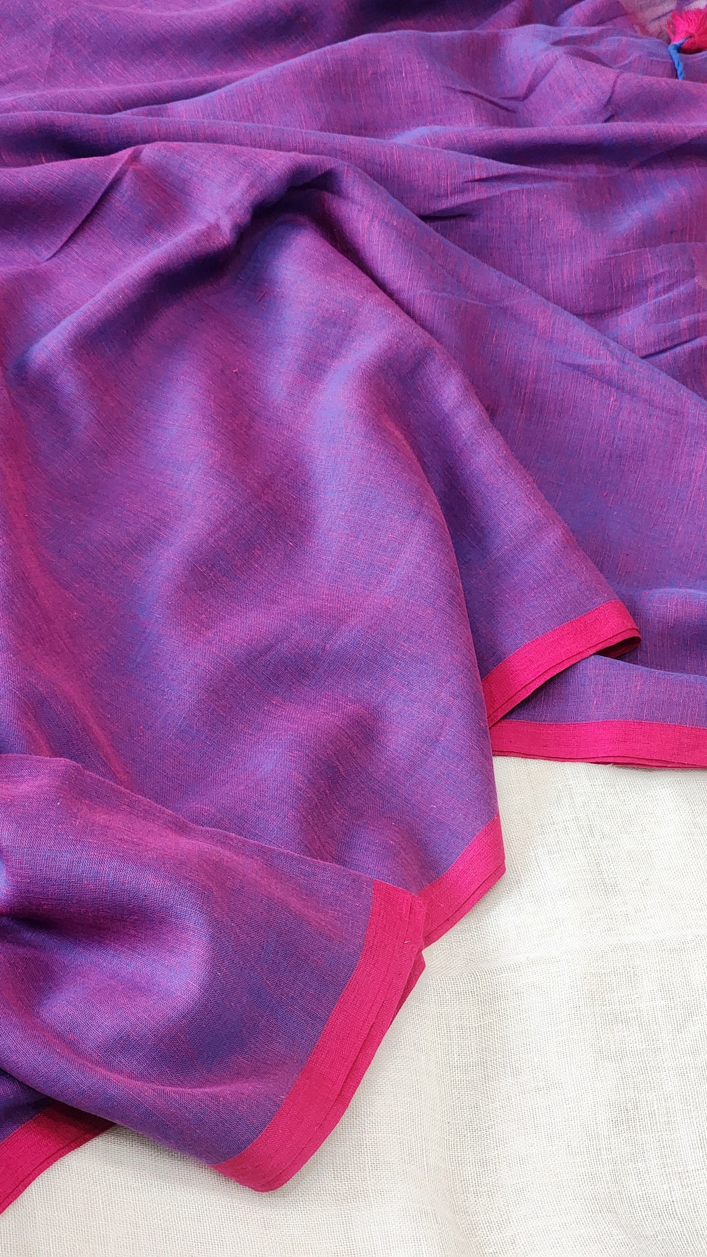Purple mulmul cotton saree