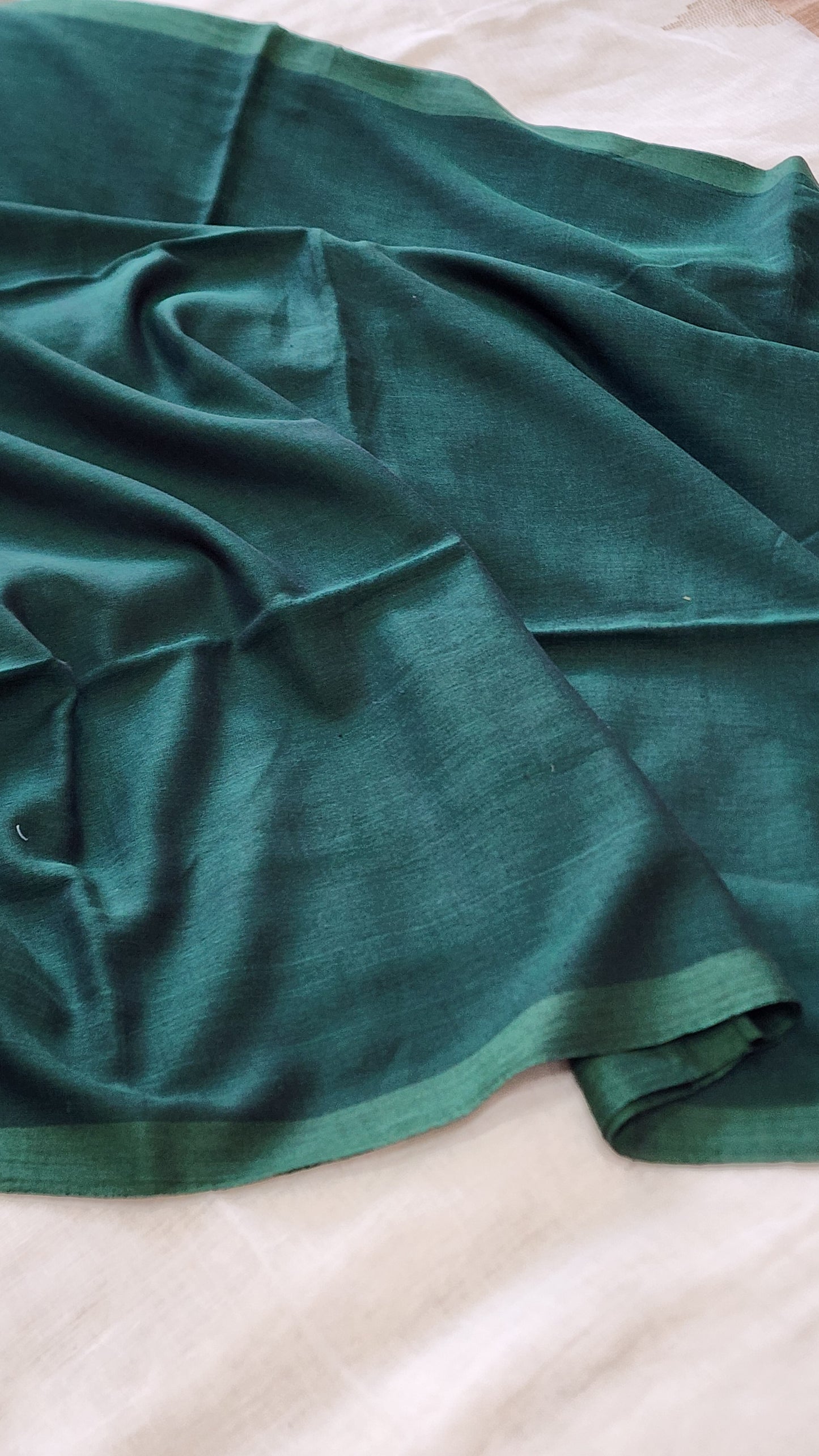 Bottle Green mulmul cotton saree