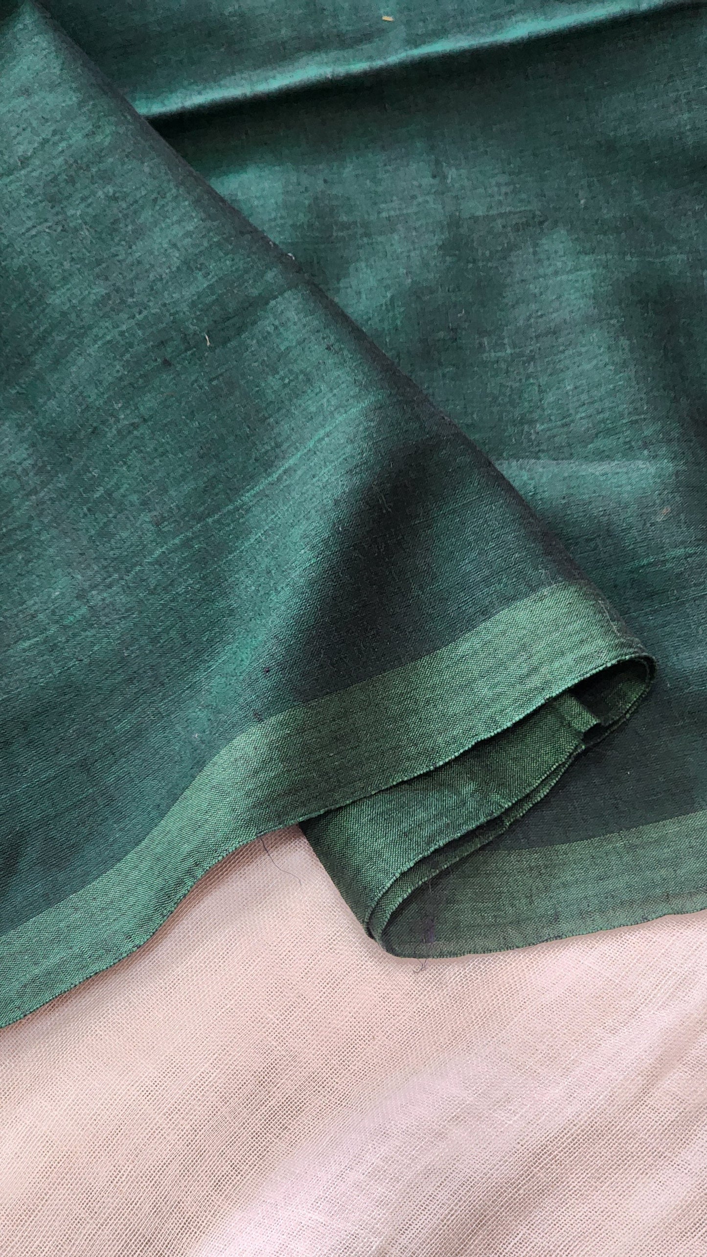 Bottle Green mulmul cotton saree