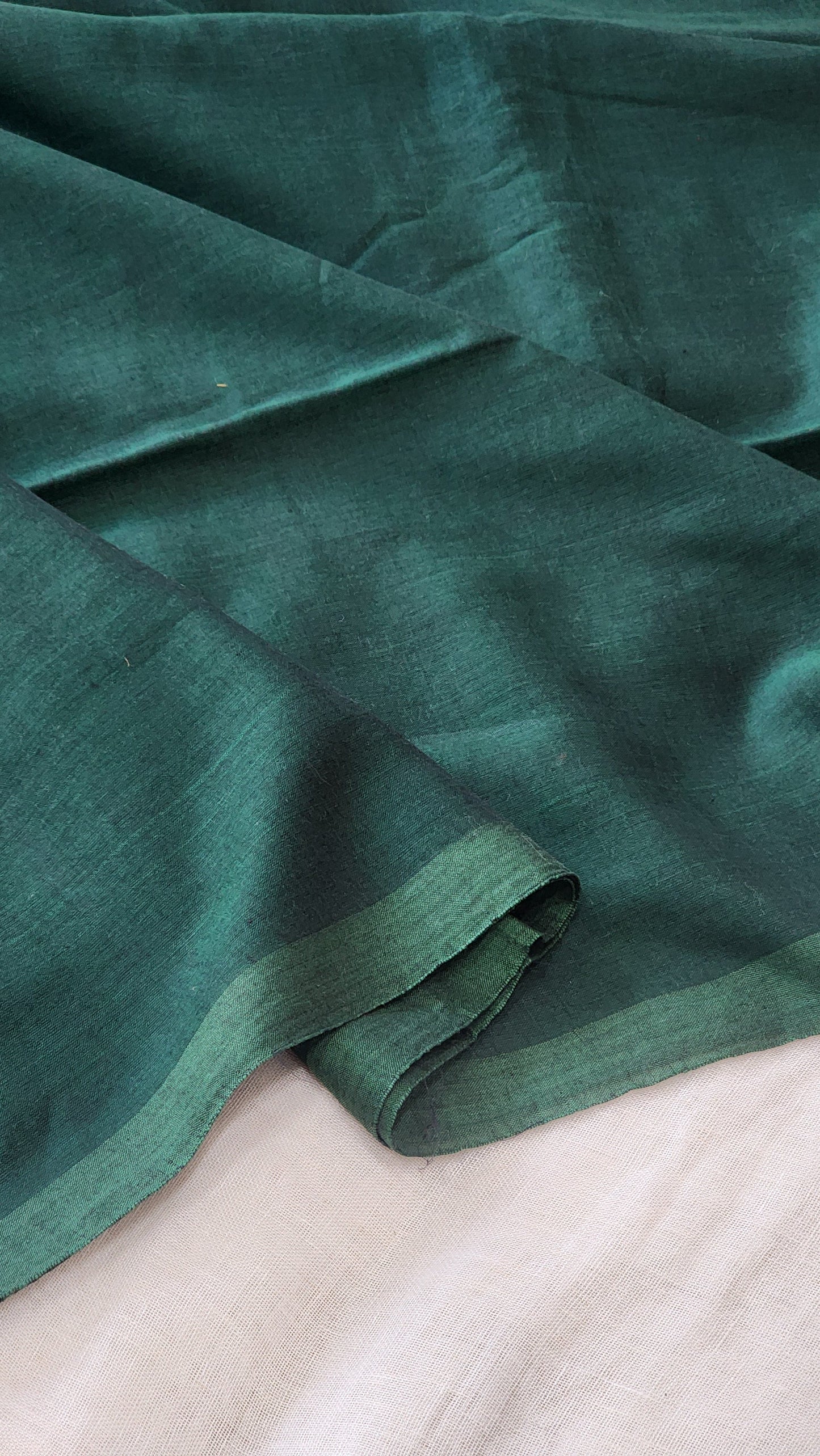 Bottle Green mulmul cotton saree