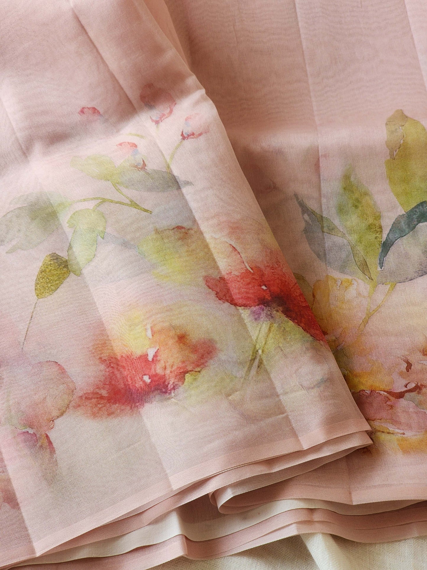 Light pink organza silk saree