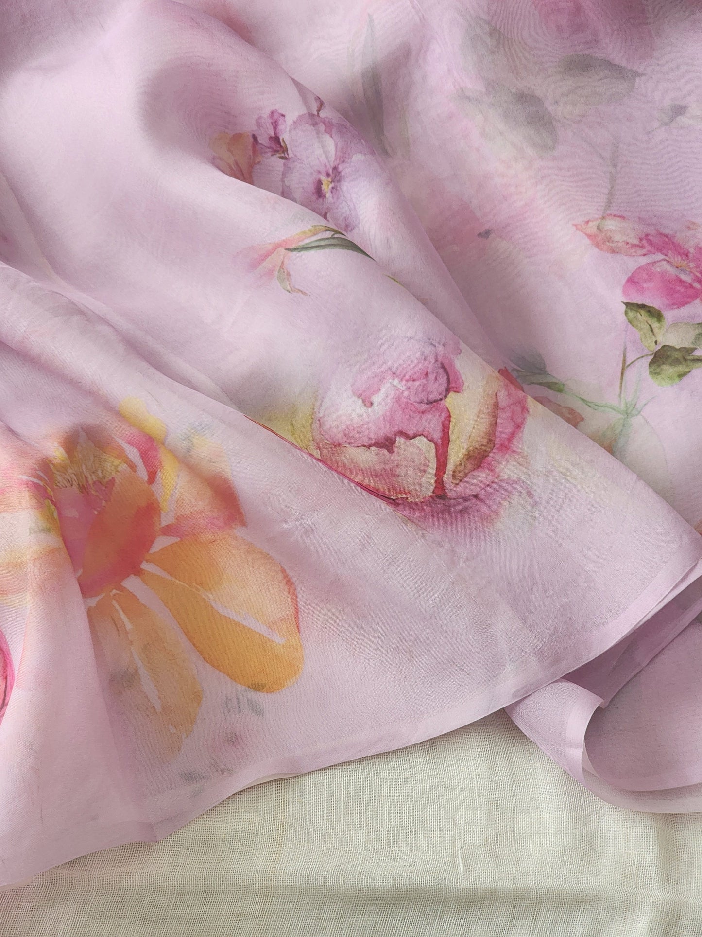 Mauve organza silk  saree