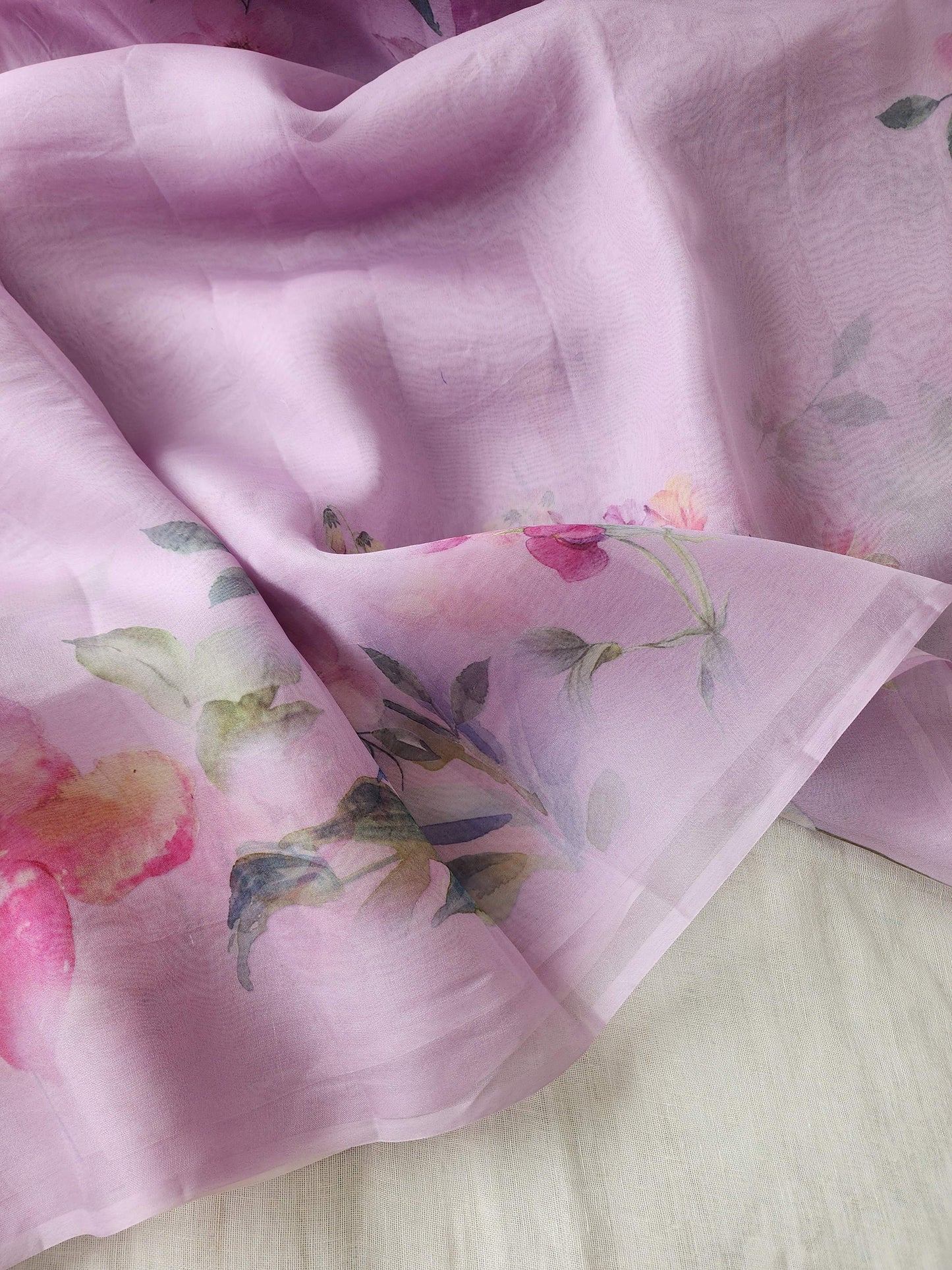 Mauve organza silk  saree