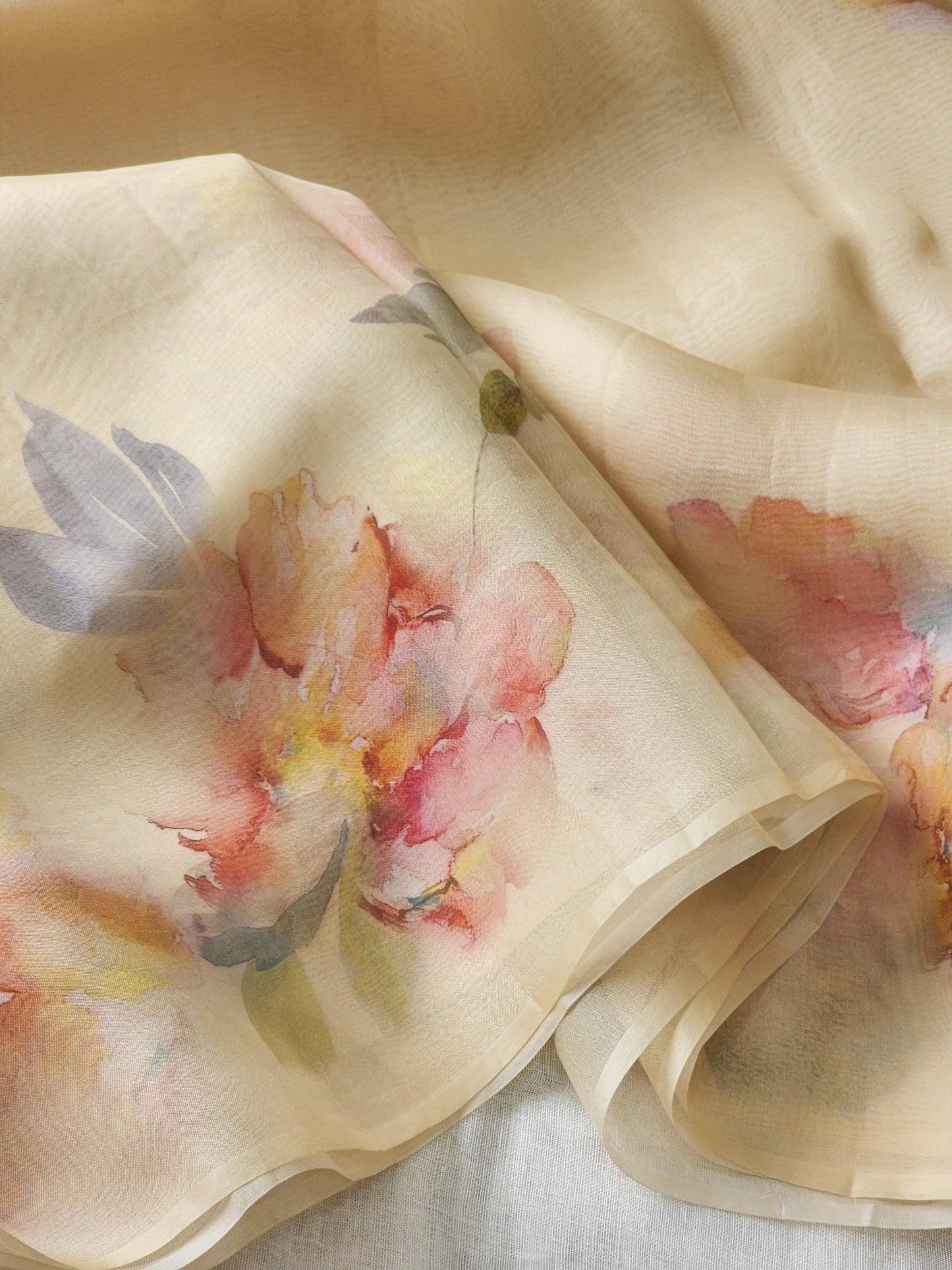 Pastel lemon organza silk  saree