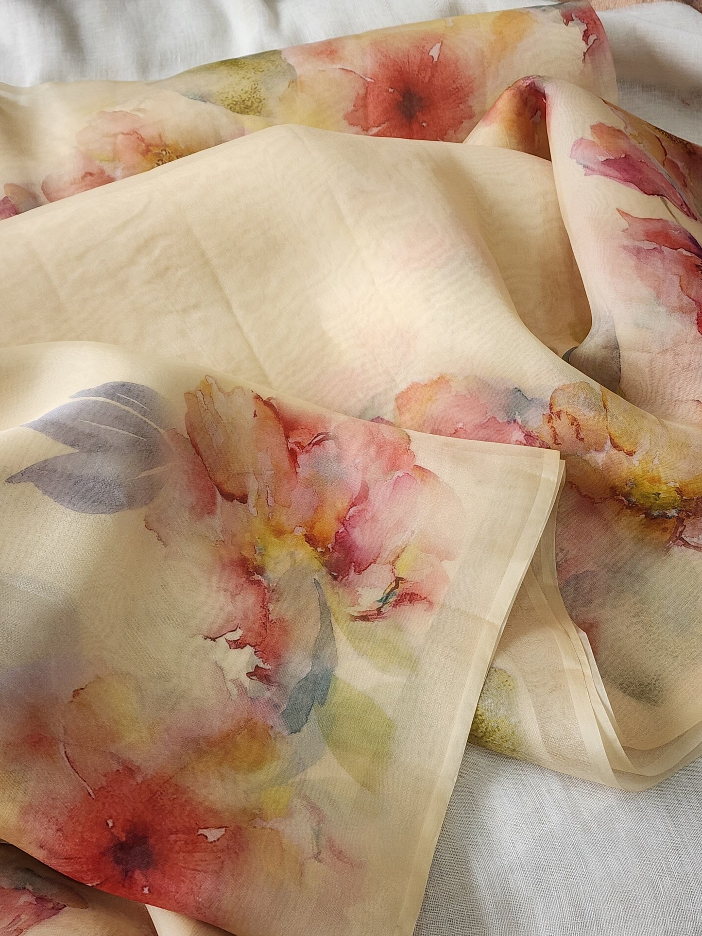 Pastel lemon organza silk  saree