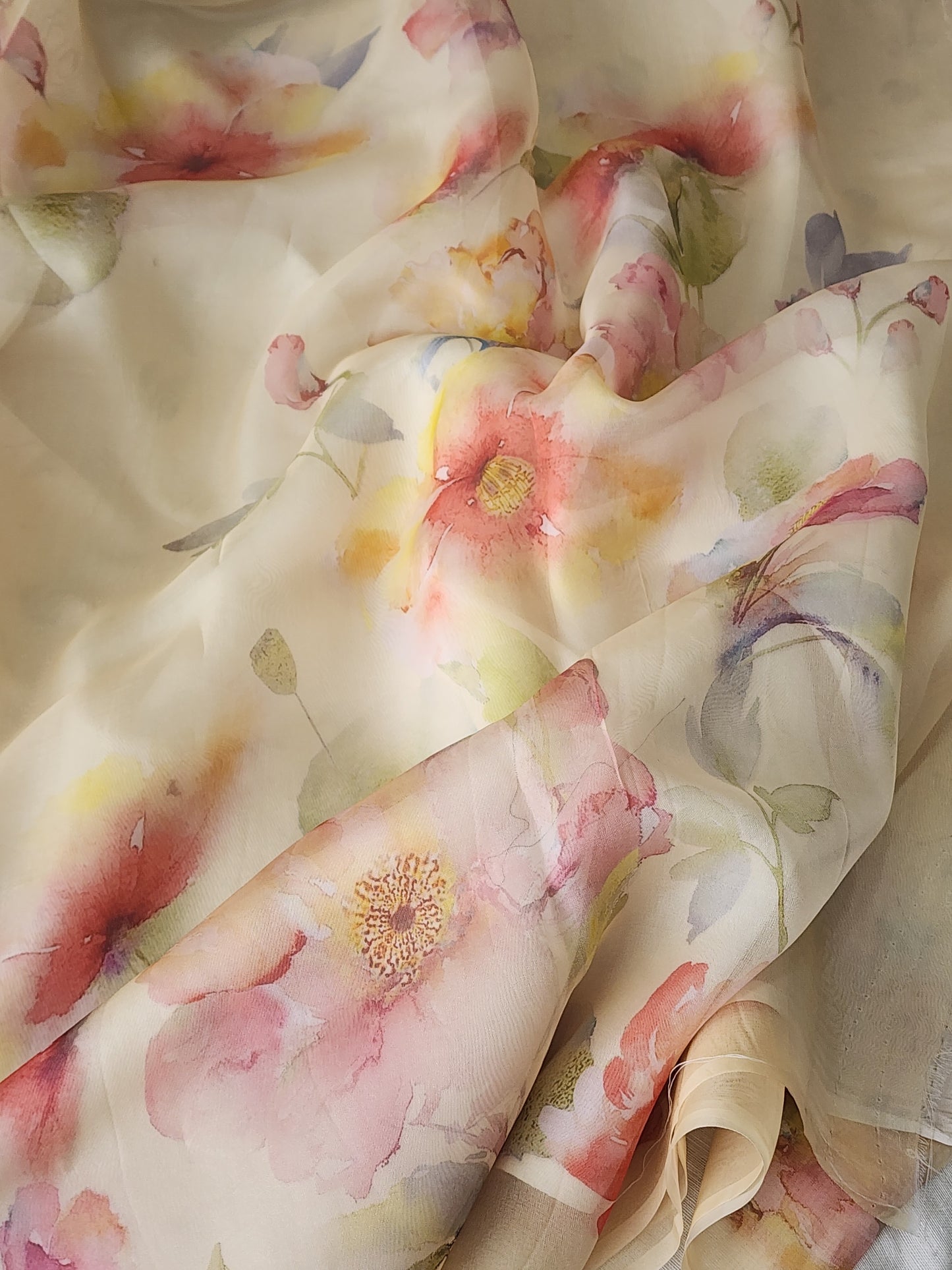 Pastel lemon organza silk  saree