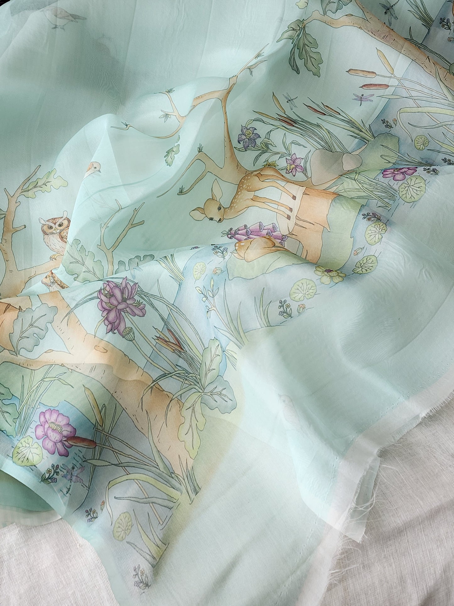 Pastel blue organza silk saree