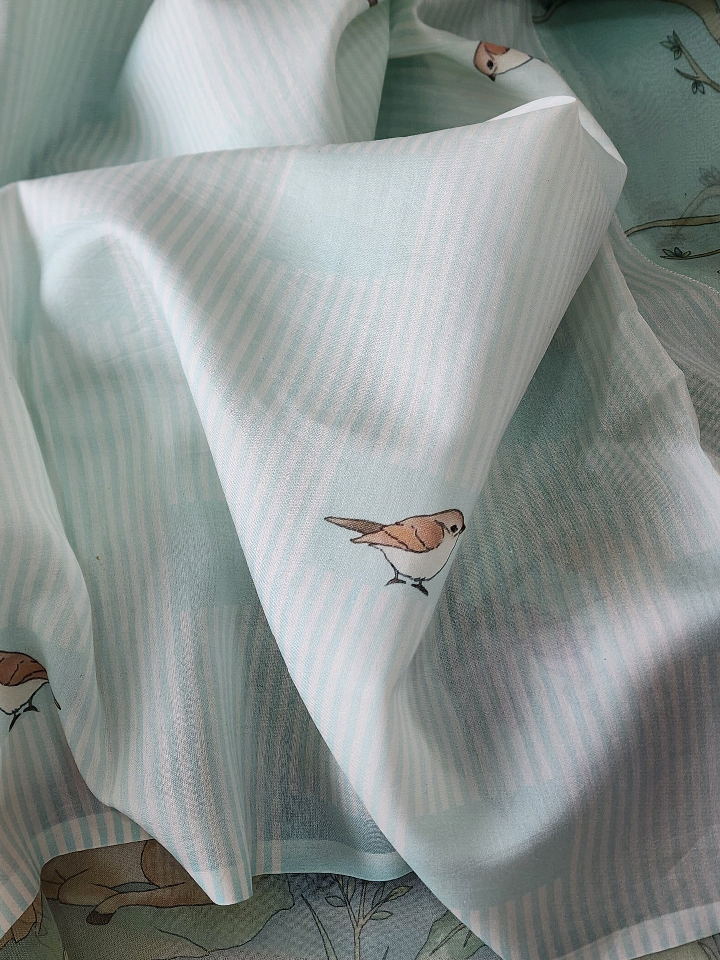 Pastel blue organza silk saree