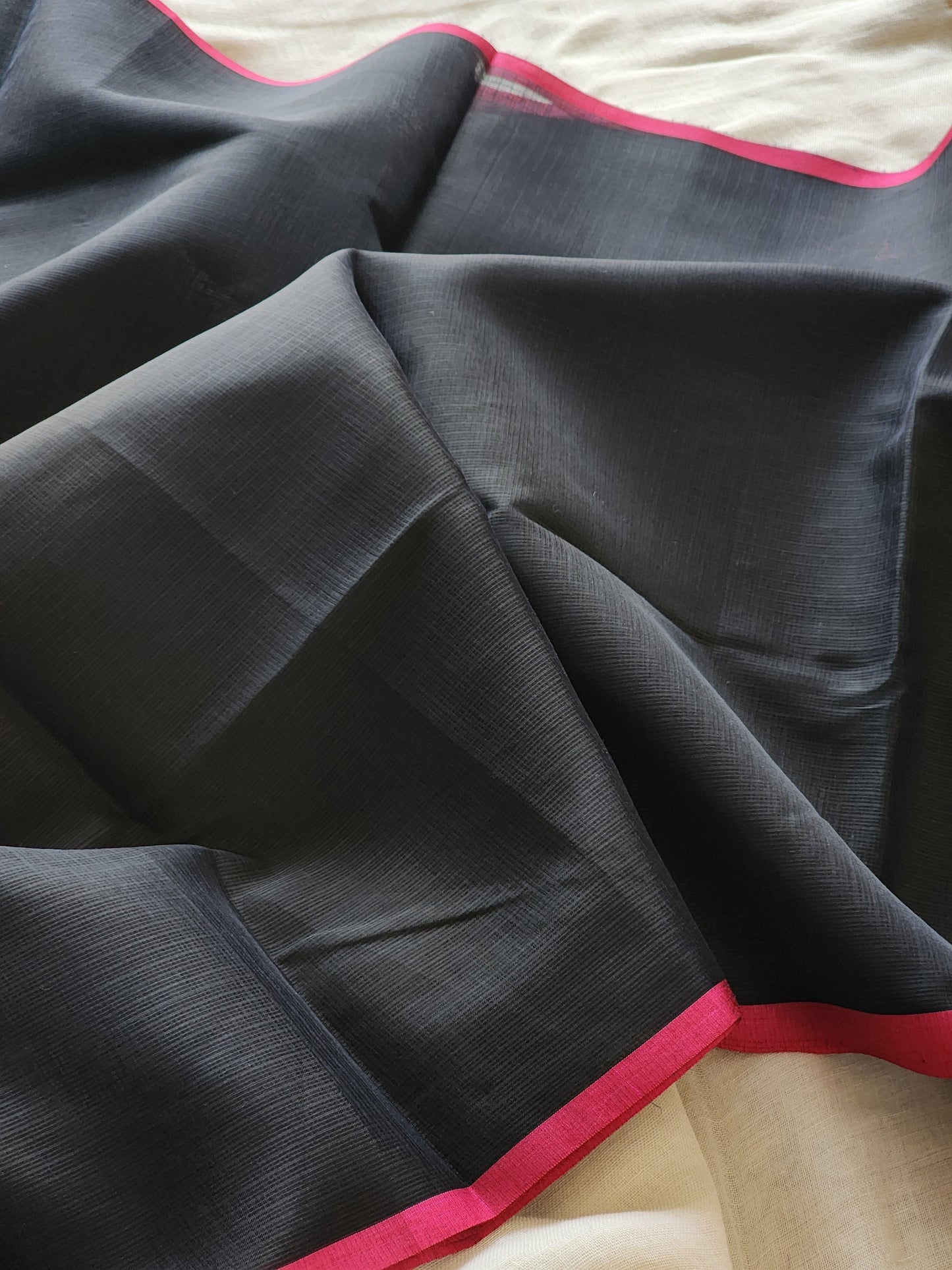 Black kota cotton saree