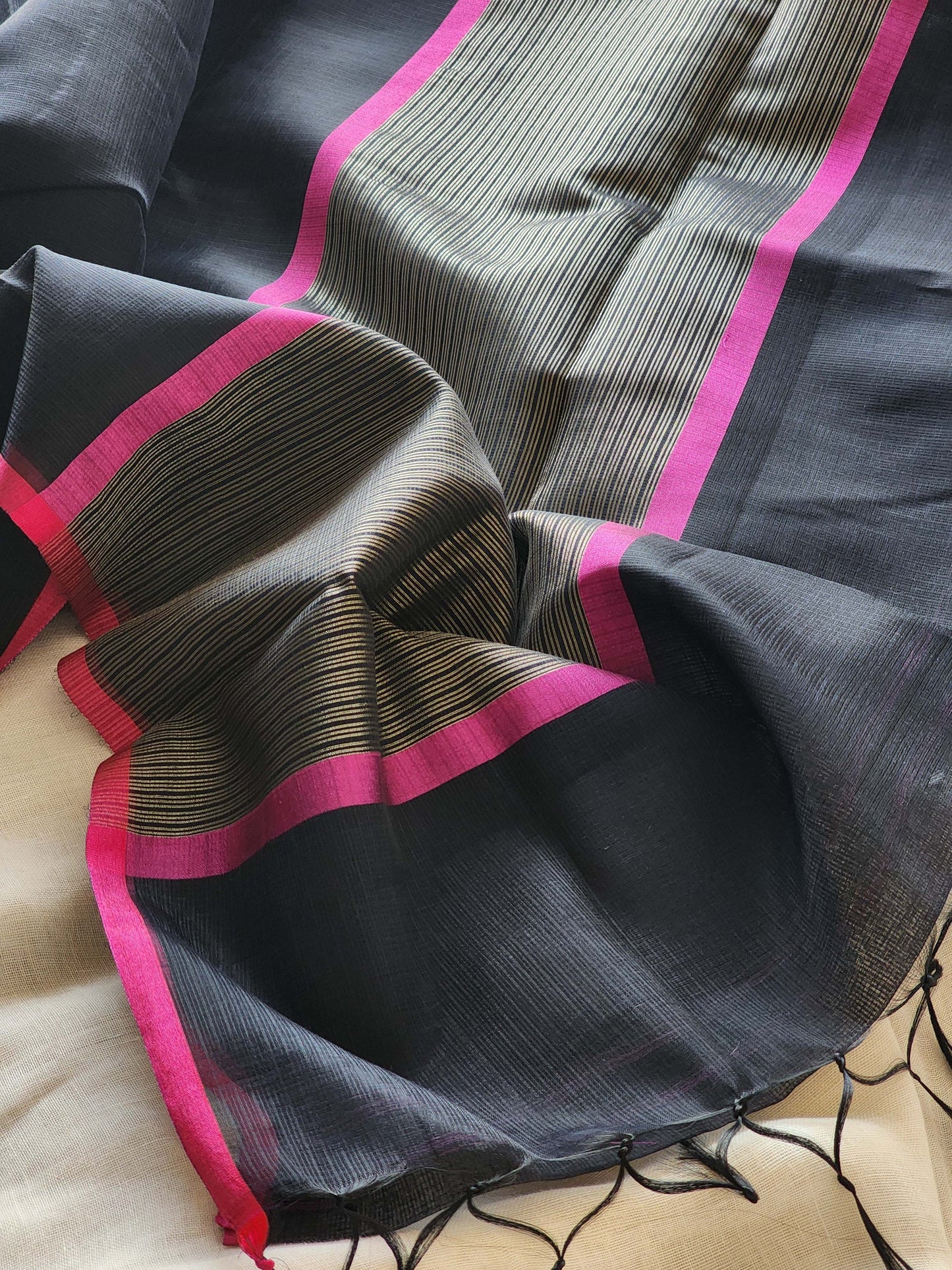 Black kota cotton saree