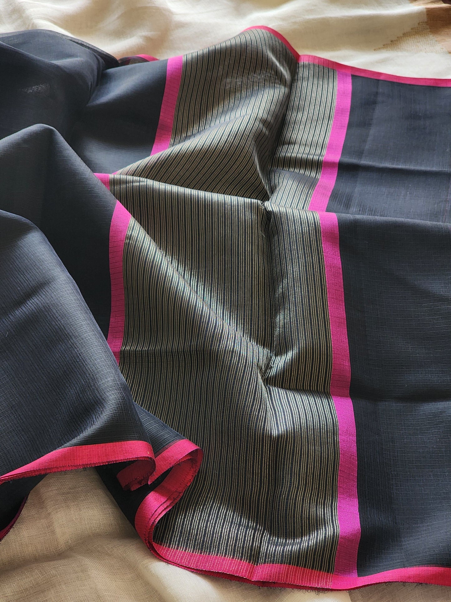 Black kota cotton saree