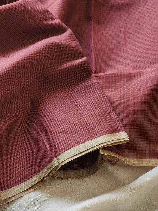 Brownish maroon kota cotton saree