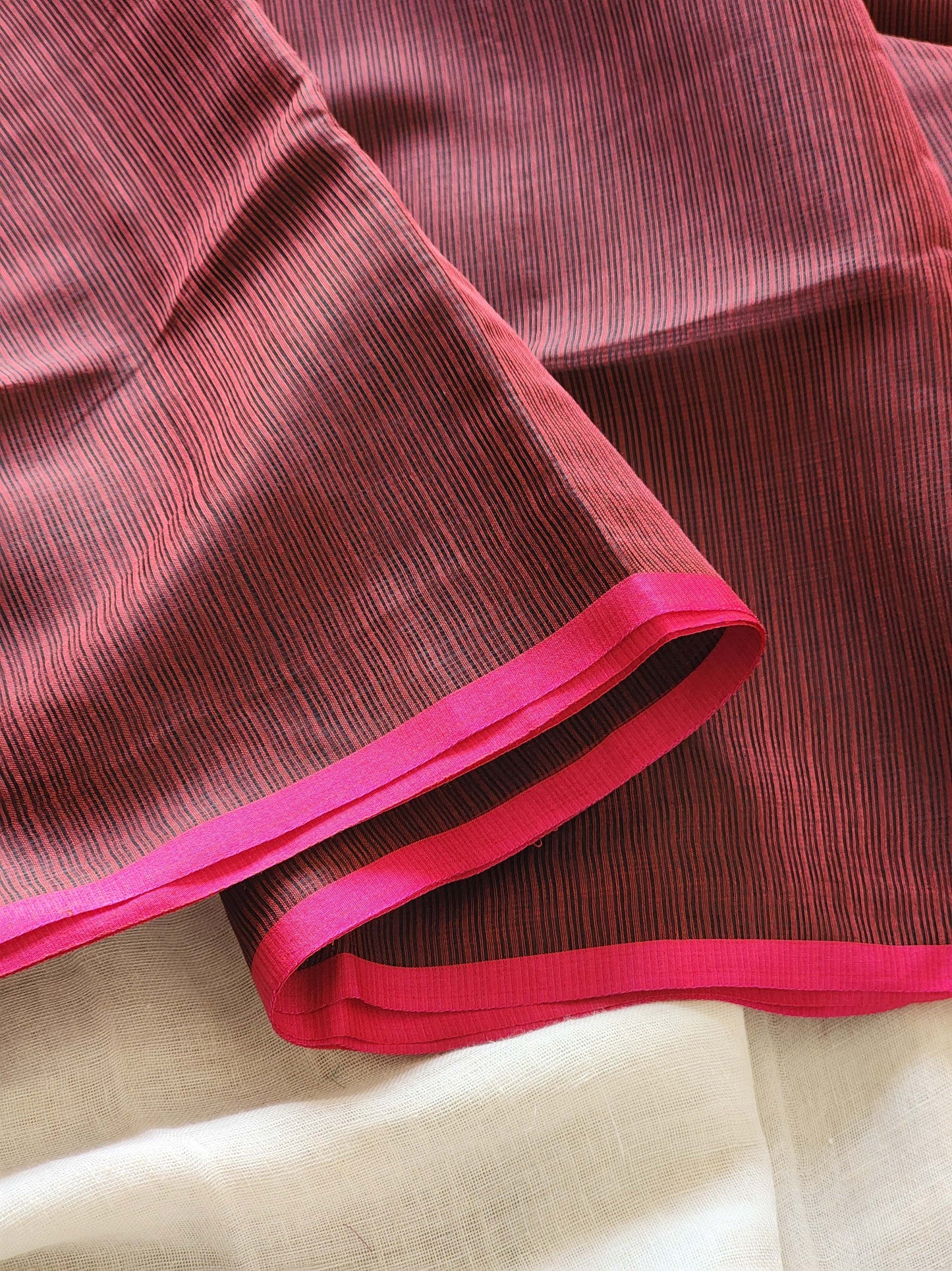 Maroon kota cotton saree