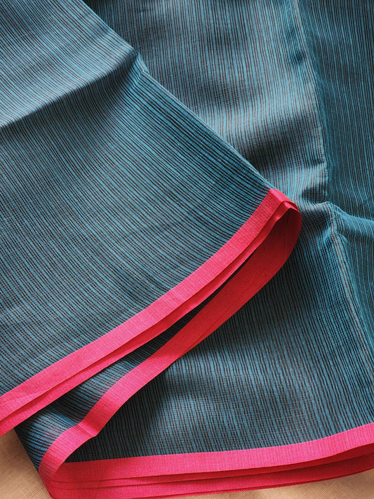 Teal blue kota cotton saree
