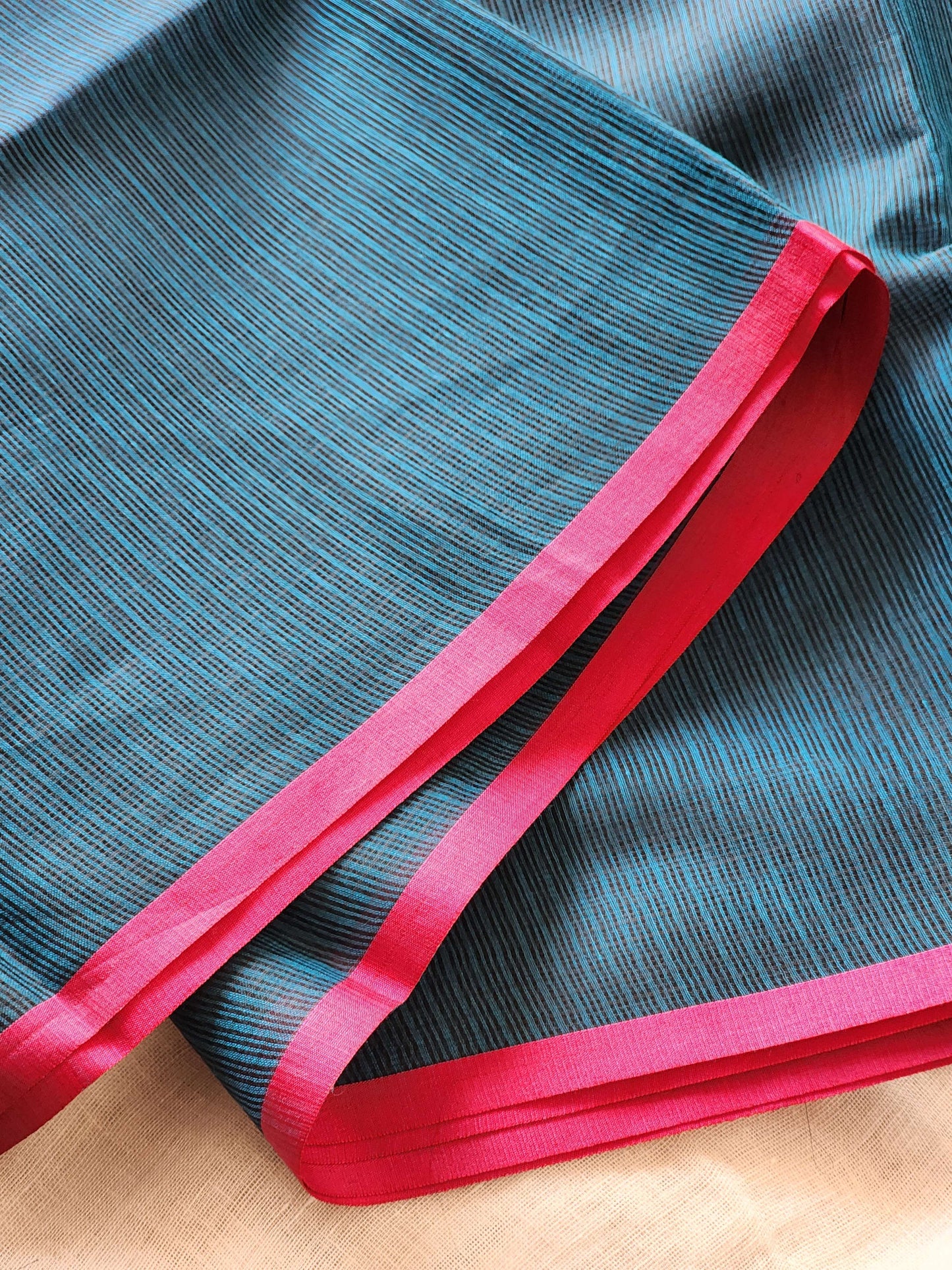 Teal blue kota cotton saree