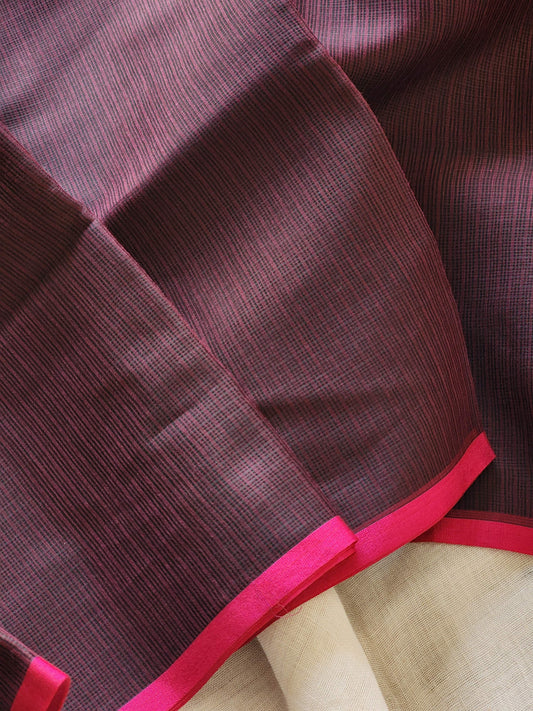 Dark maroon kota cotton saree