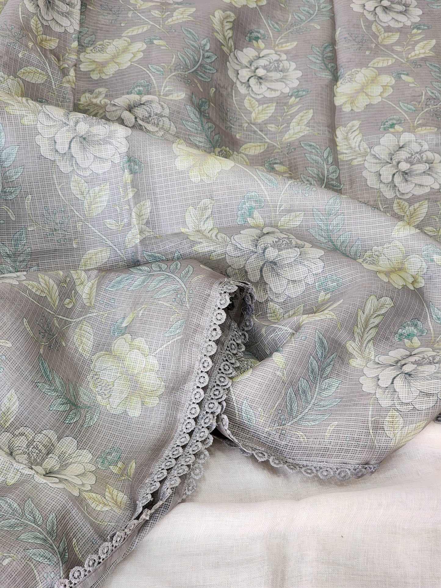 Light Grey Kota Silk Saree