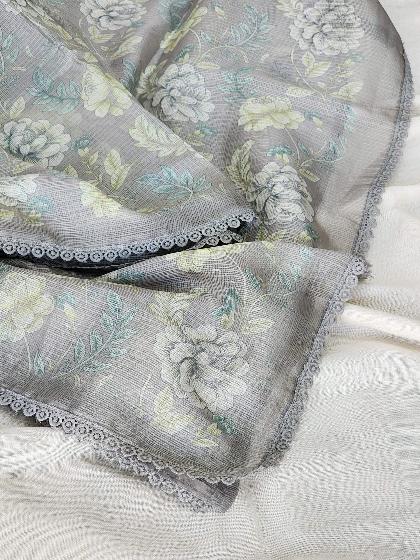 Light Grey Kota Silk Saree