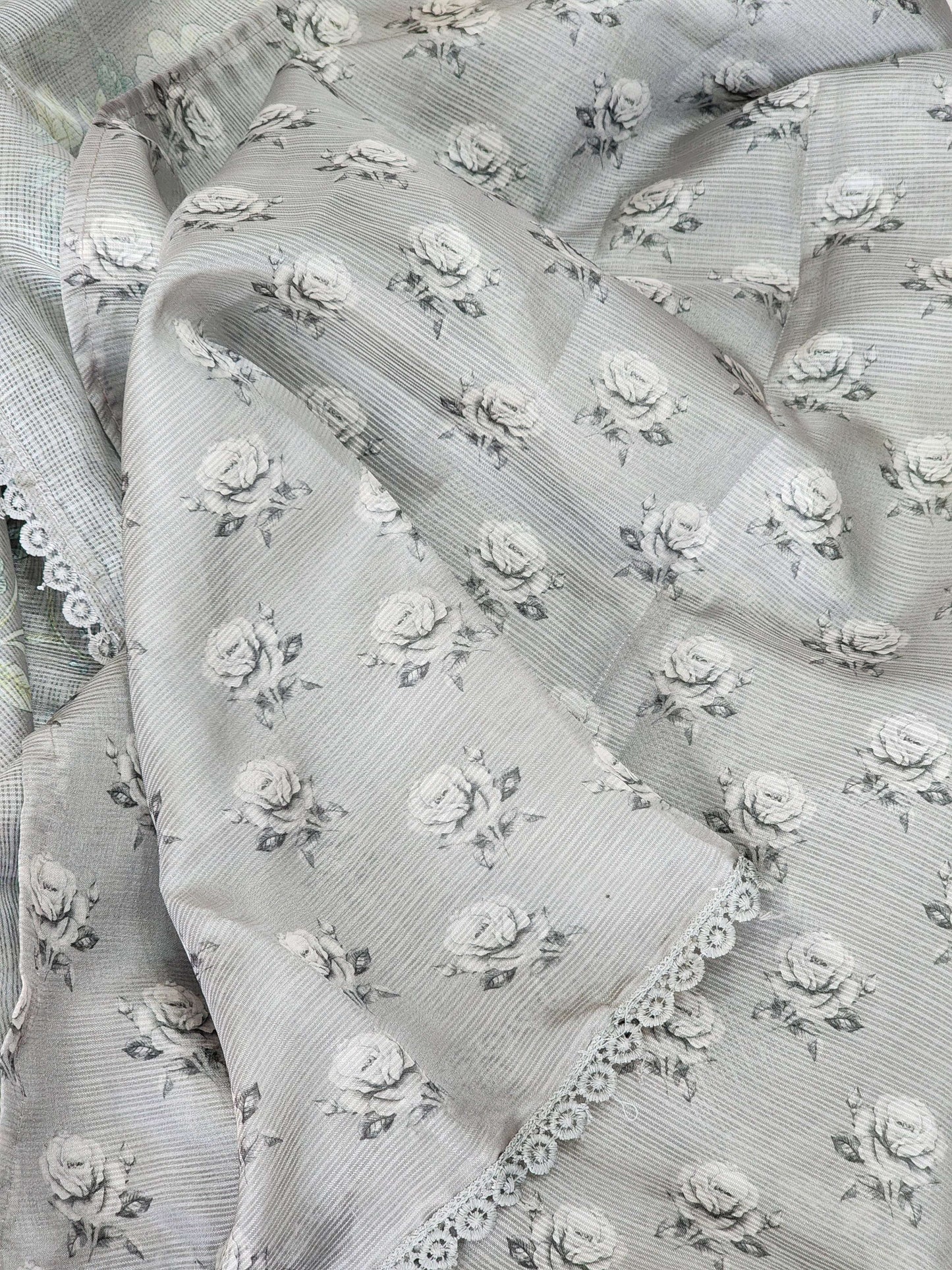 Light Grey Kota Silk Saree