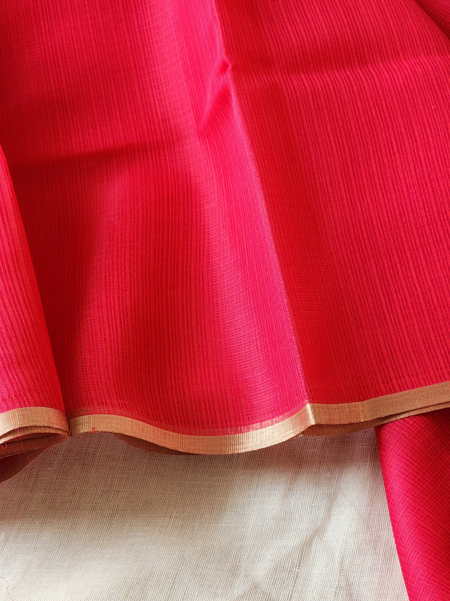 Reddish pink kota cotton saree