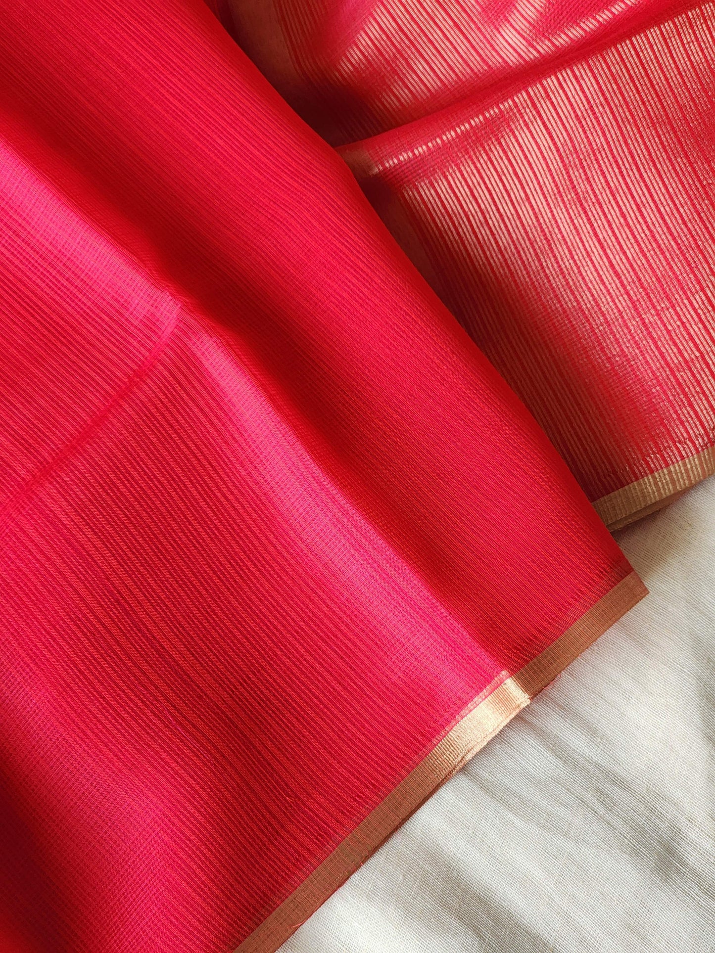 Reddish pink kota cotton saree