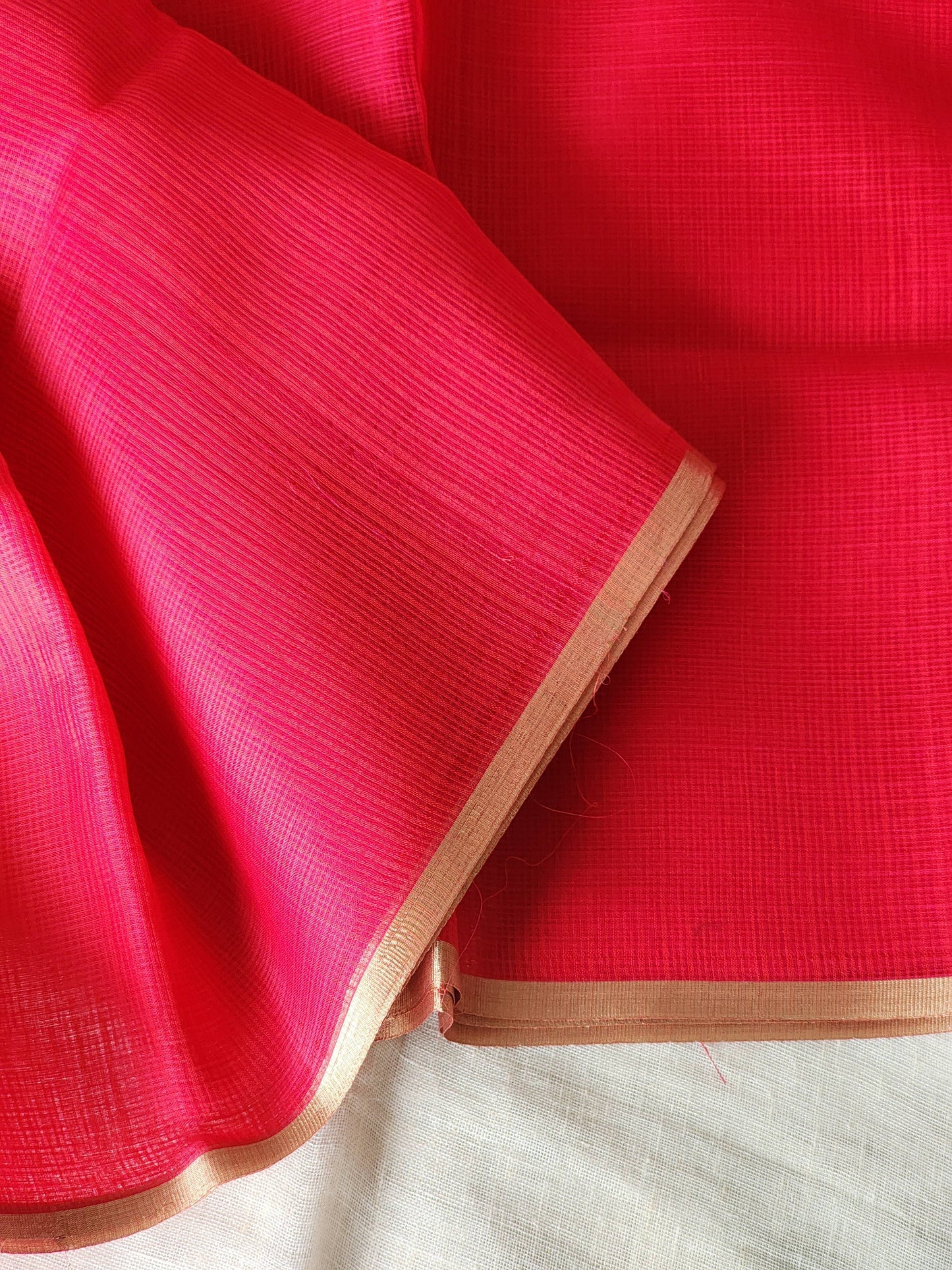 Reddish pink kota cotton saree