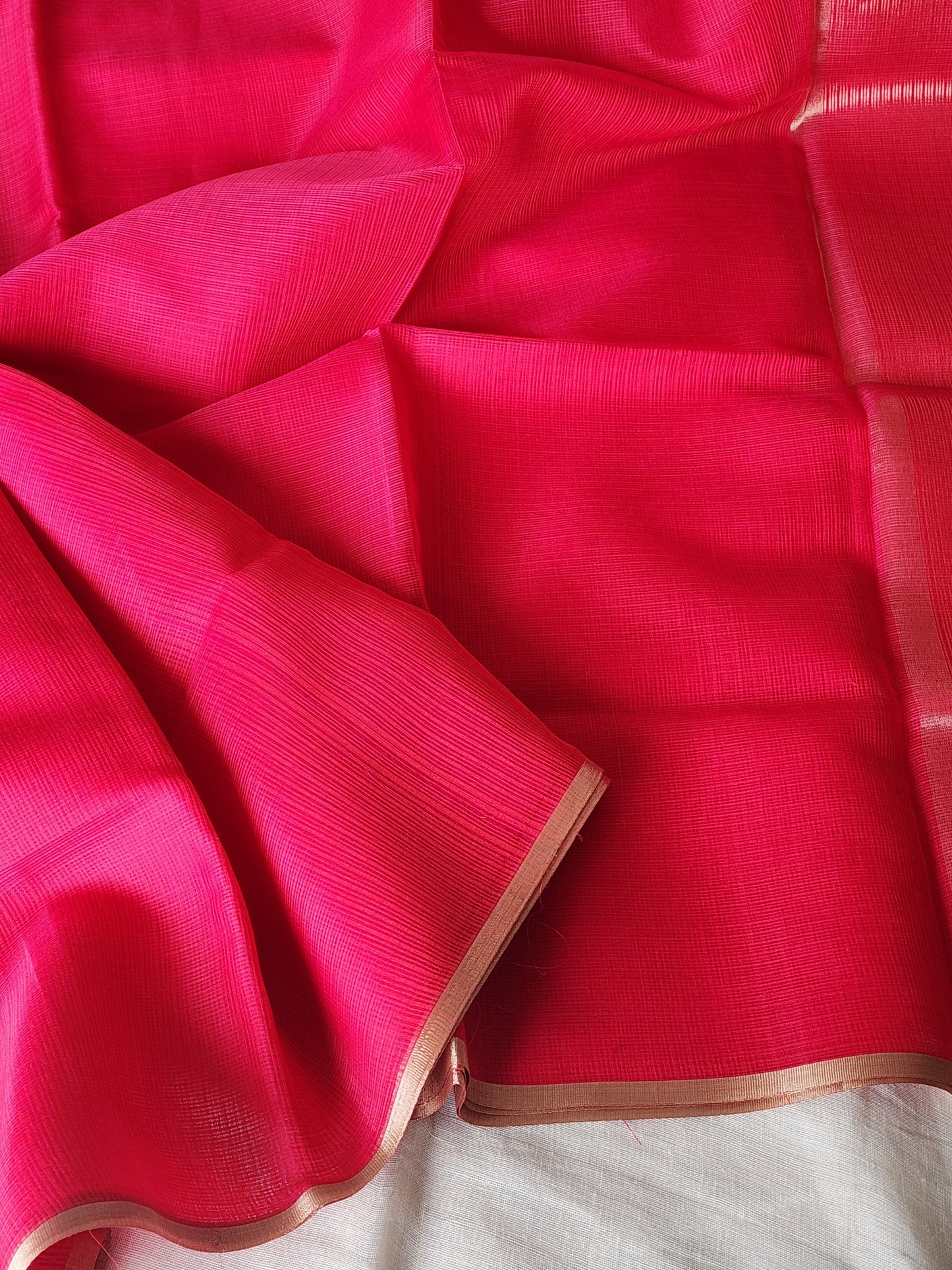 Reddish pink kota cotton saree
