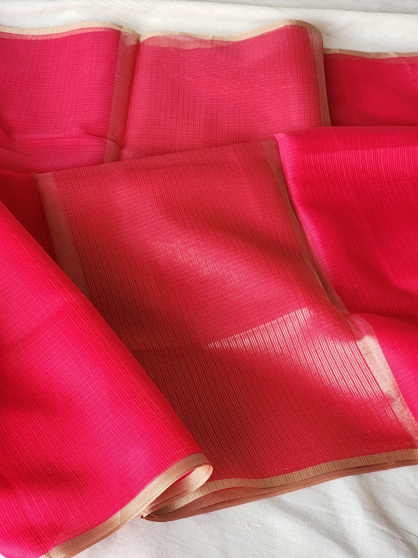 Reddish pink kota cotton saree