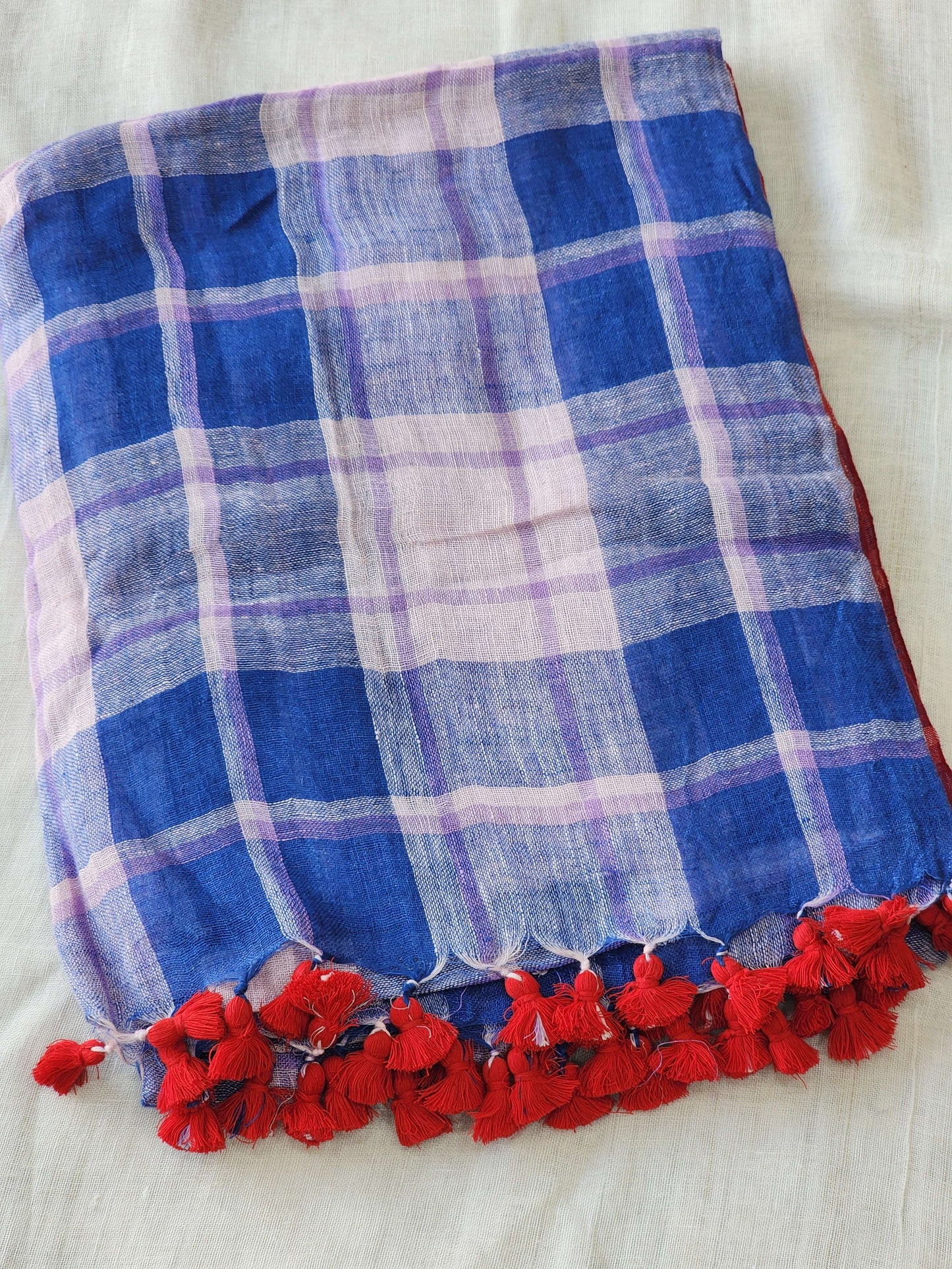 Blue Linen Saree