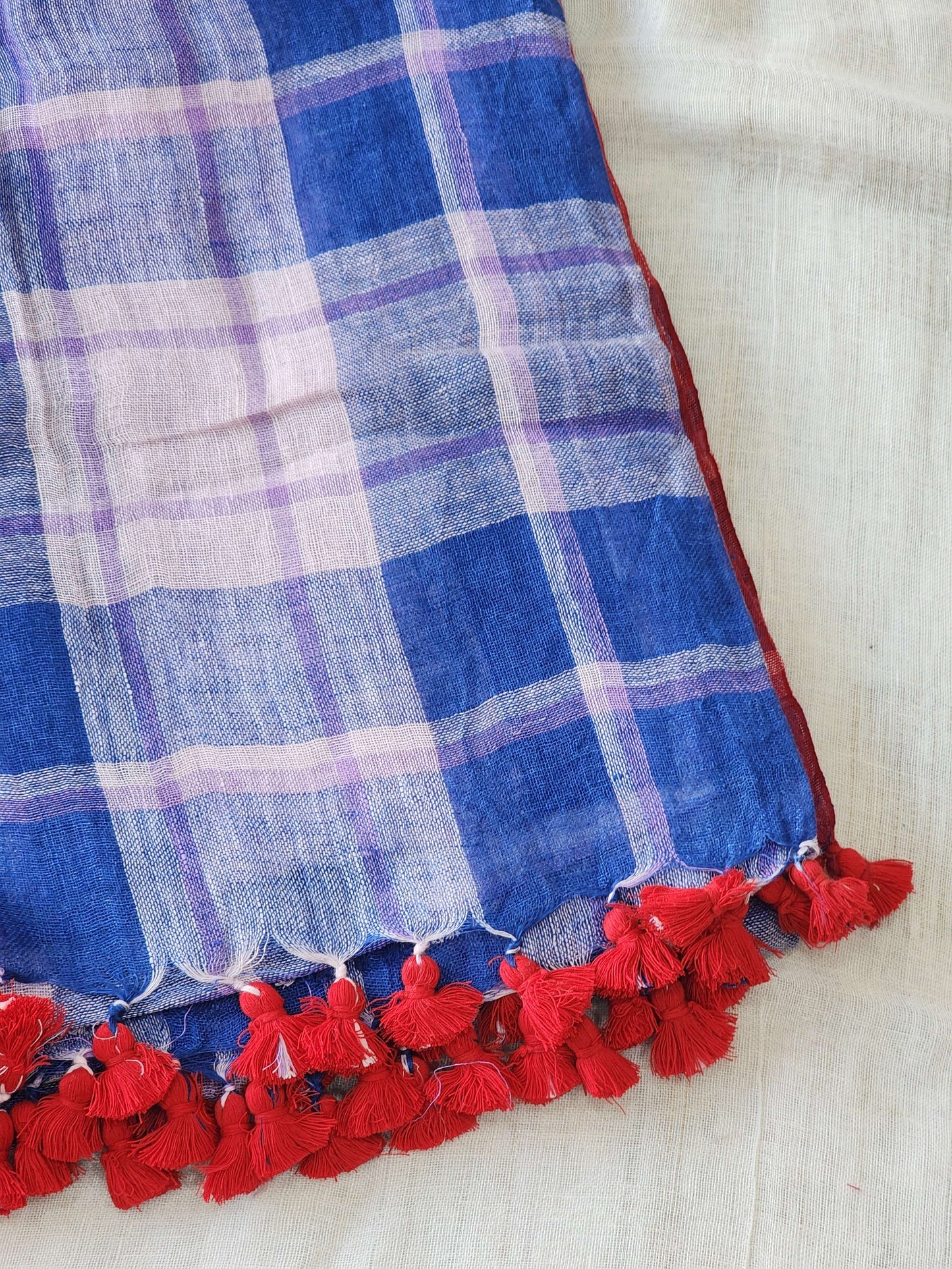 Blue Linen Saree