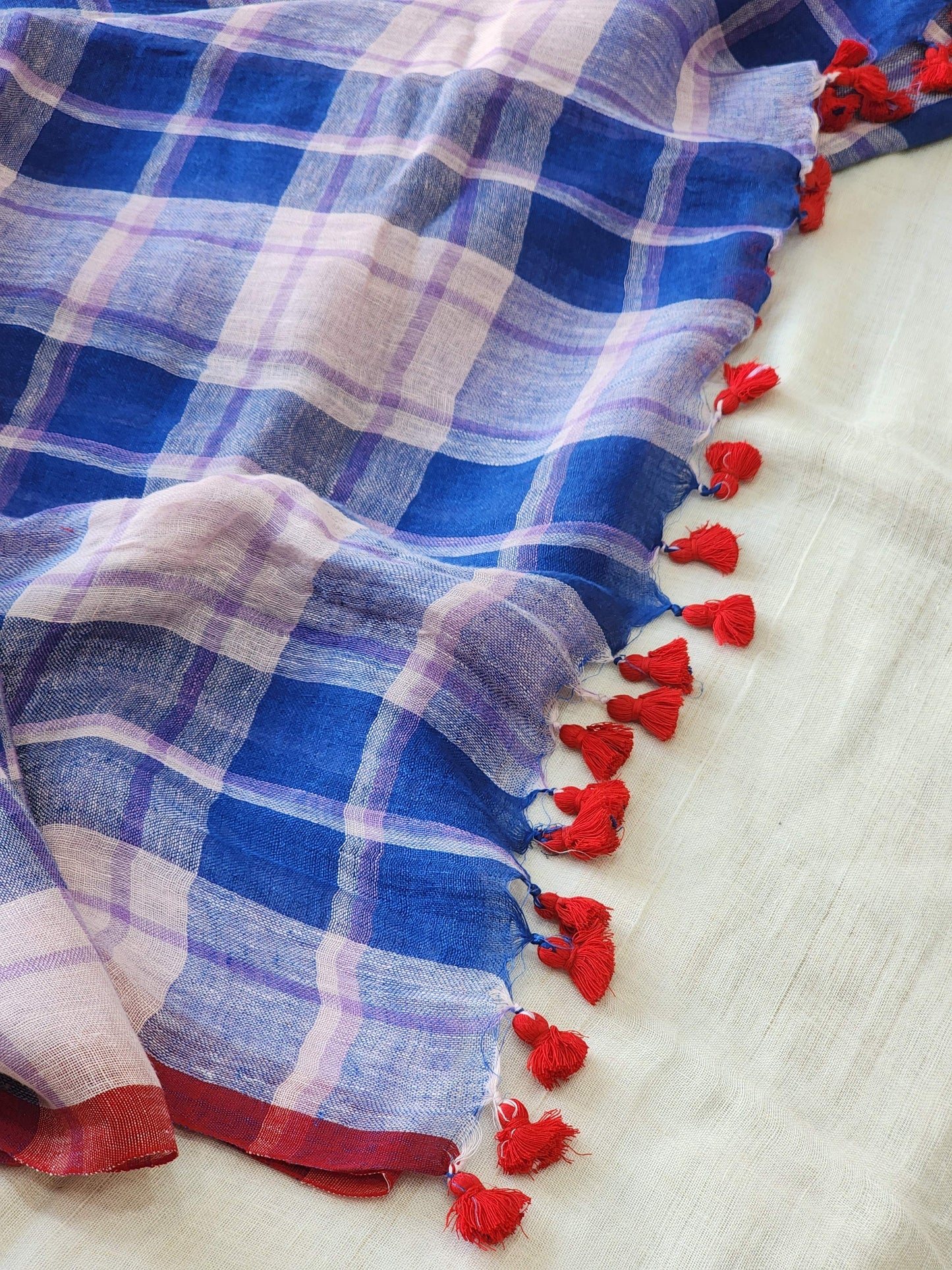 Blue Linen Saree