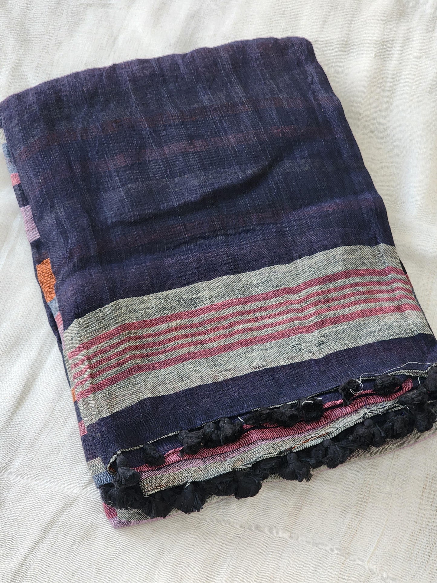 Multicolored Linen Saree