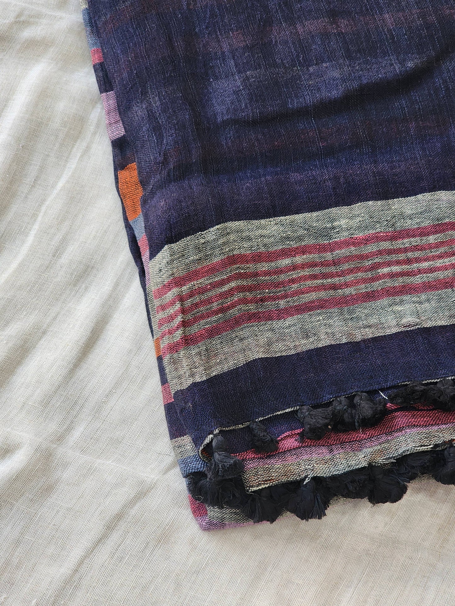 Multicolored Linen Saree