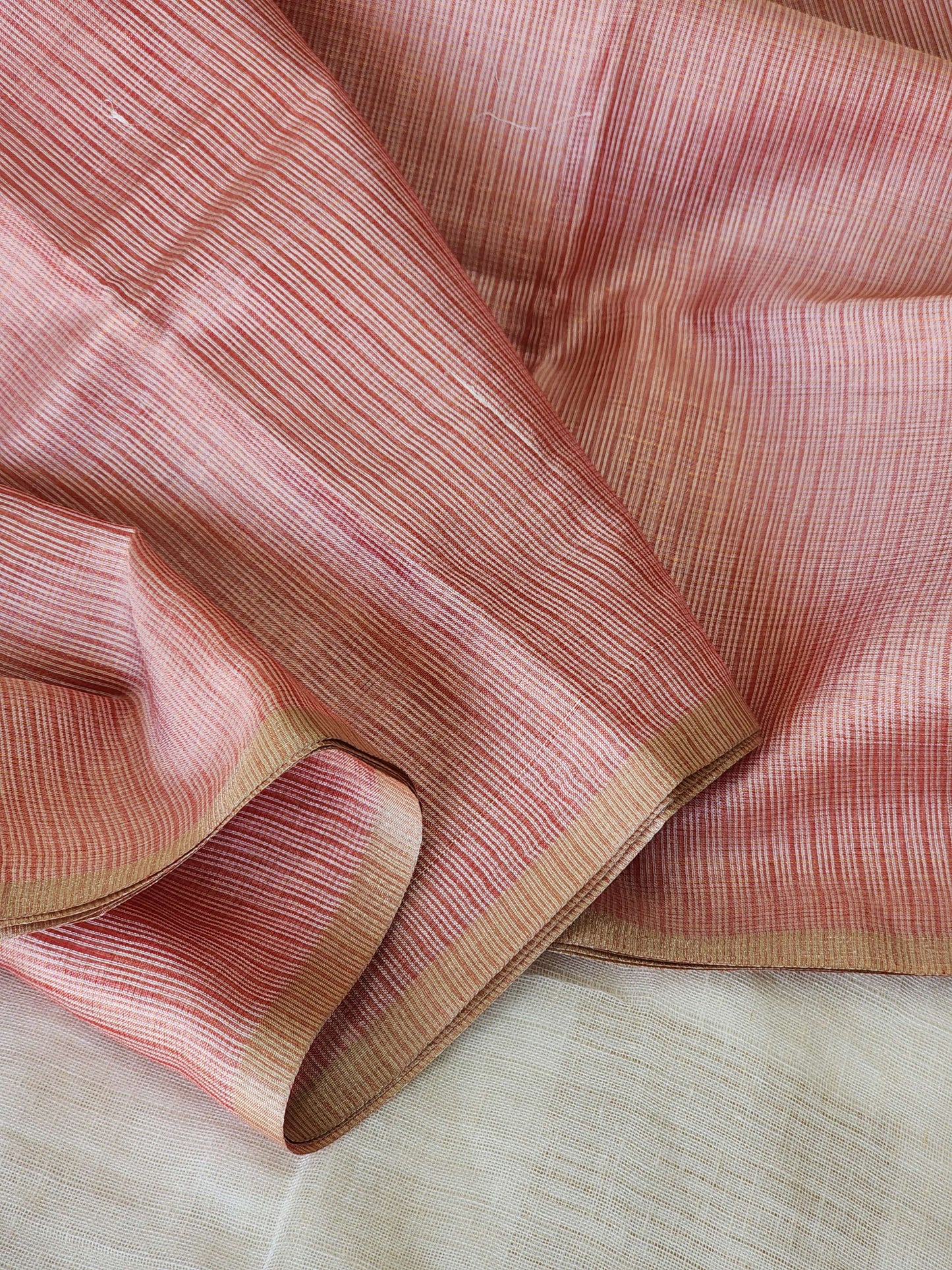 Rose gold kota cotton saree